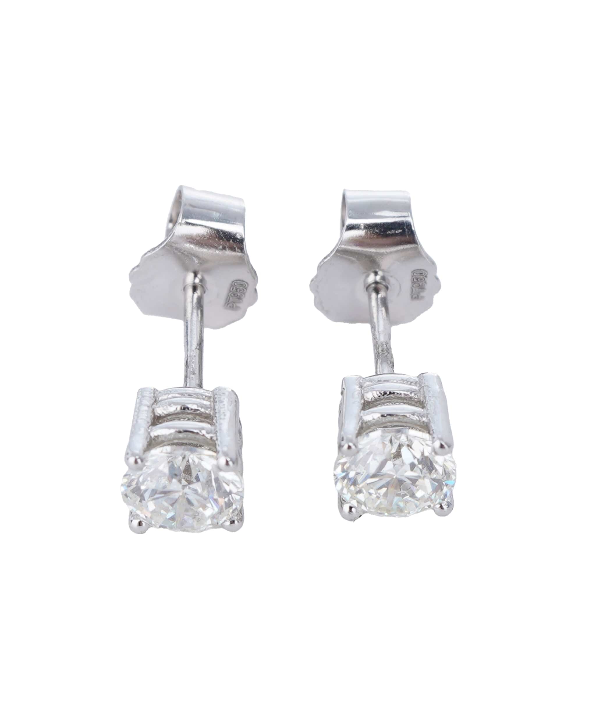 Luxury Promise 1 ct ROUND DIAMOND PLATINUM EARRINGS ANL-S21-1