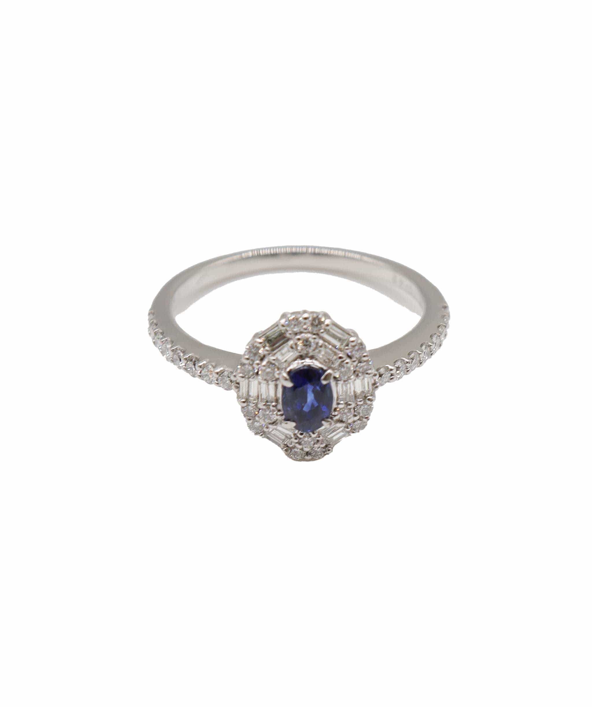 Luxury Promise 12.5 Sapphire 0.42ct Diamond 0.43ct Platinum Ring - DXBS1002