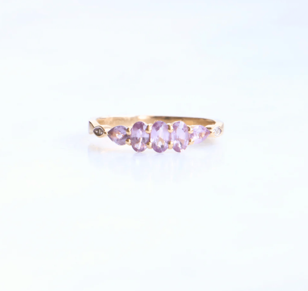 Luxury Promise 9CT GOLD PINK SAPPHIRE AND DIAMOND RING ASC5354