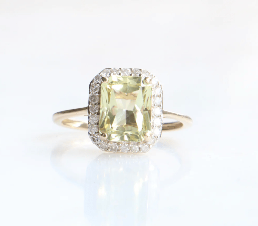 Luxury Promise 9CT VINTAGE SPODUMENE AND DIAMOND RING ASC5355