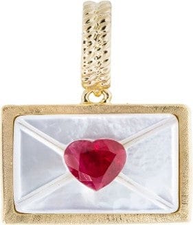 Luxury Promise BeMine 2.0
3.91 grams of 18K Gold- Hand Carved Mother of Pearl-
Heart shaped Ruby
 ASC5451