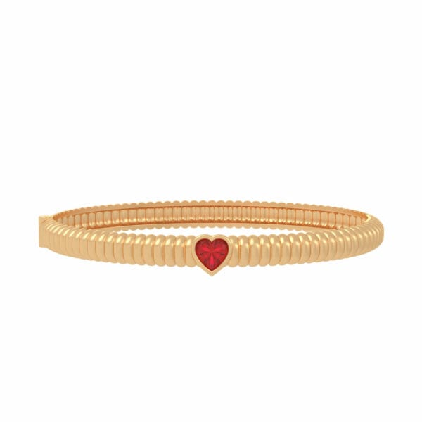 Luxury Promise Hermes Heart Bracelet YG, Ruby 17 ASL10390