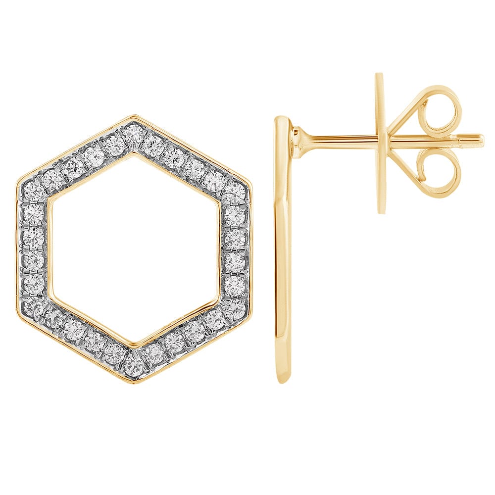 Luxury Promise Hexagon diamond stud RDE00043 RDE00043