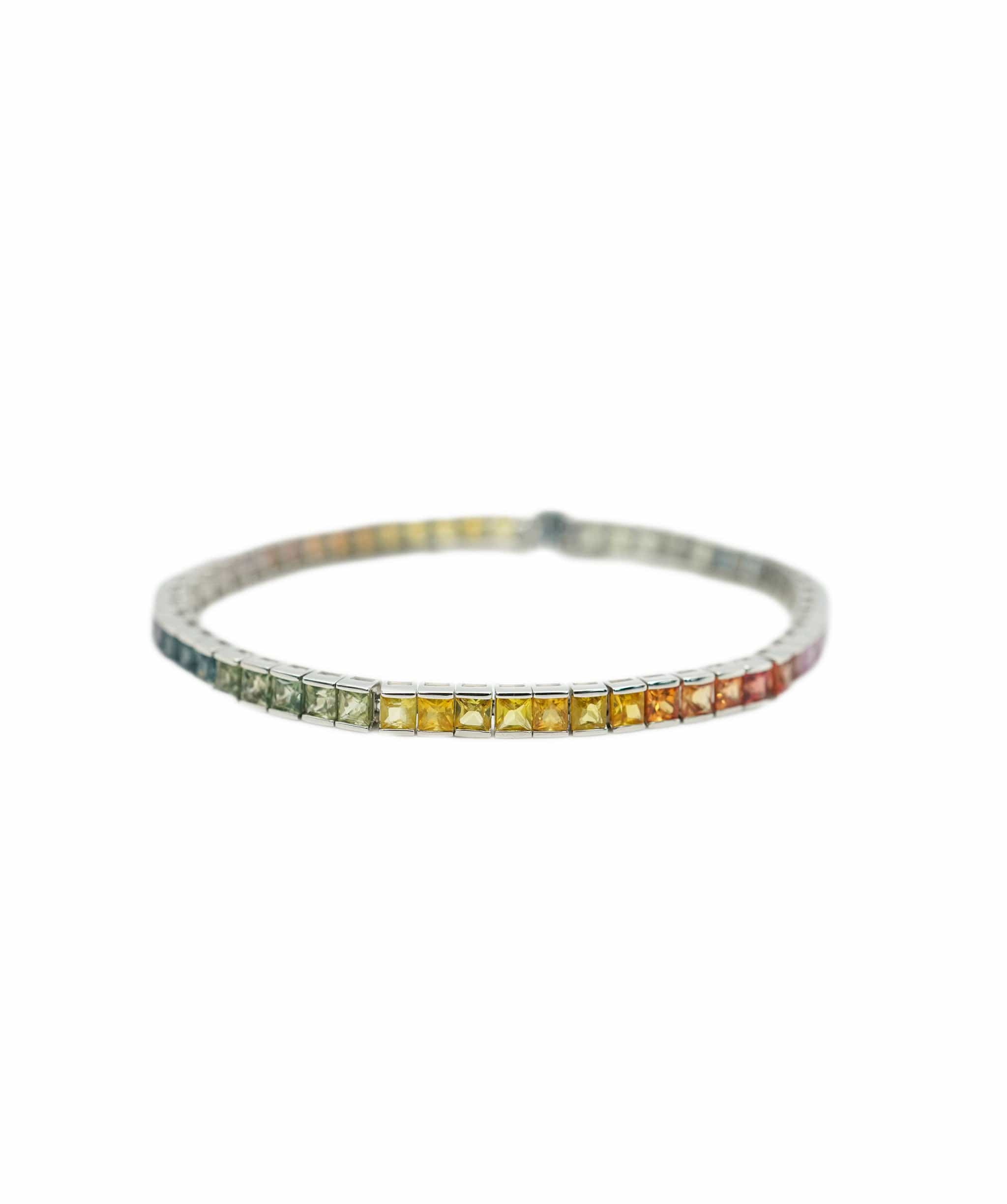 Luxury Promise Rainbow sapphire TENNIS BRACELET 17CM White Gold - AJC0754