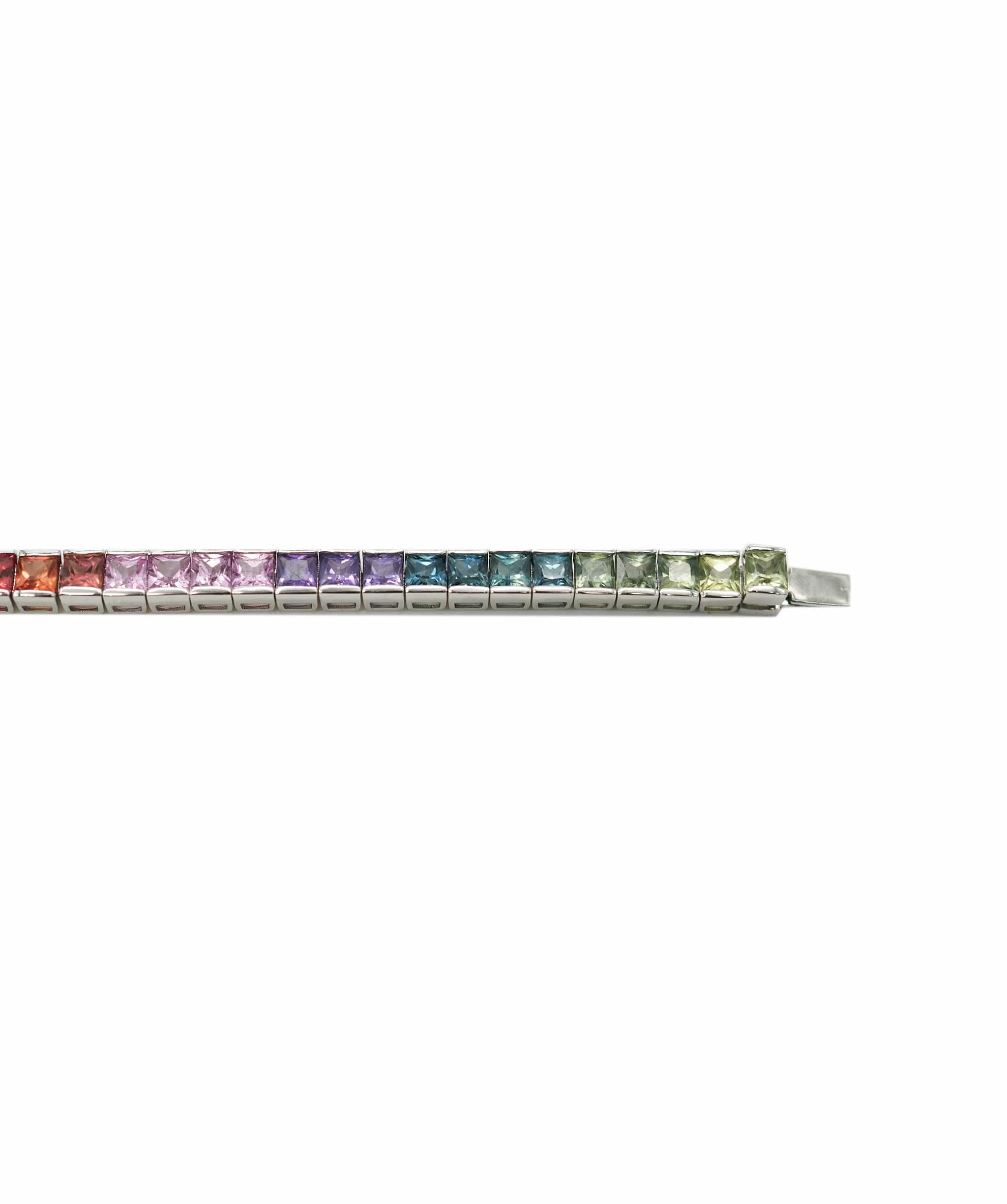 Luxury Promise Rainbow sapphire TENNIS BRACELET 17CM White Gold - AJC0754