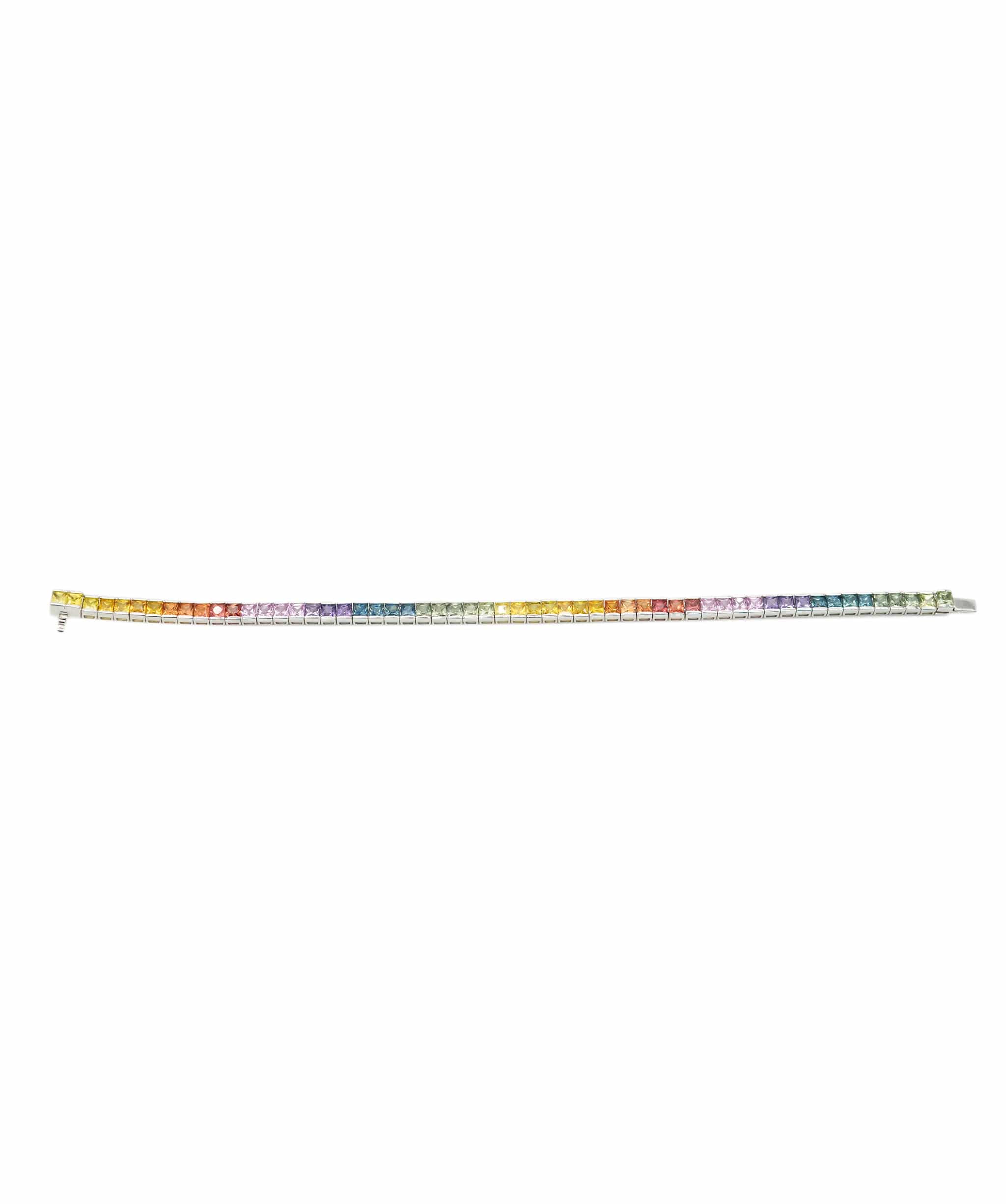 Luxury Promise Rainbow sapphire TENNIS BRACELET 17CM White Gold - AJC0754