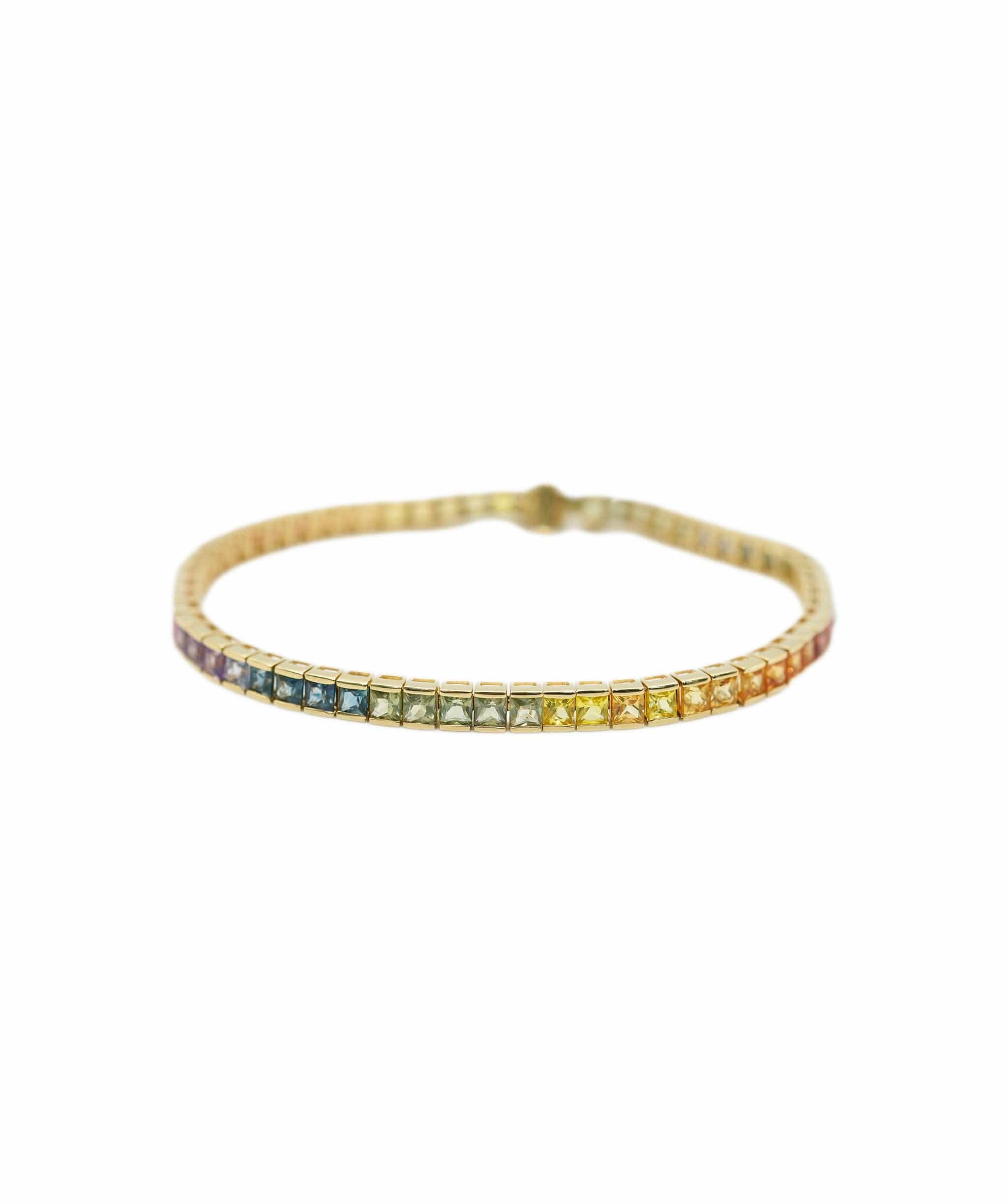 Luxury Promise RAINBOW SAPPHIRE TENNIS BRACELET 18 CM YG - AJC0753