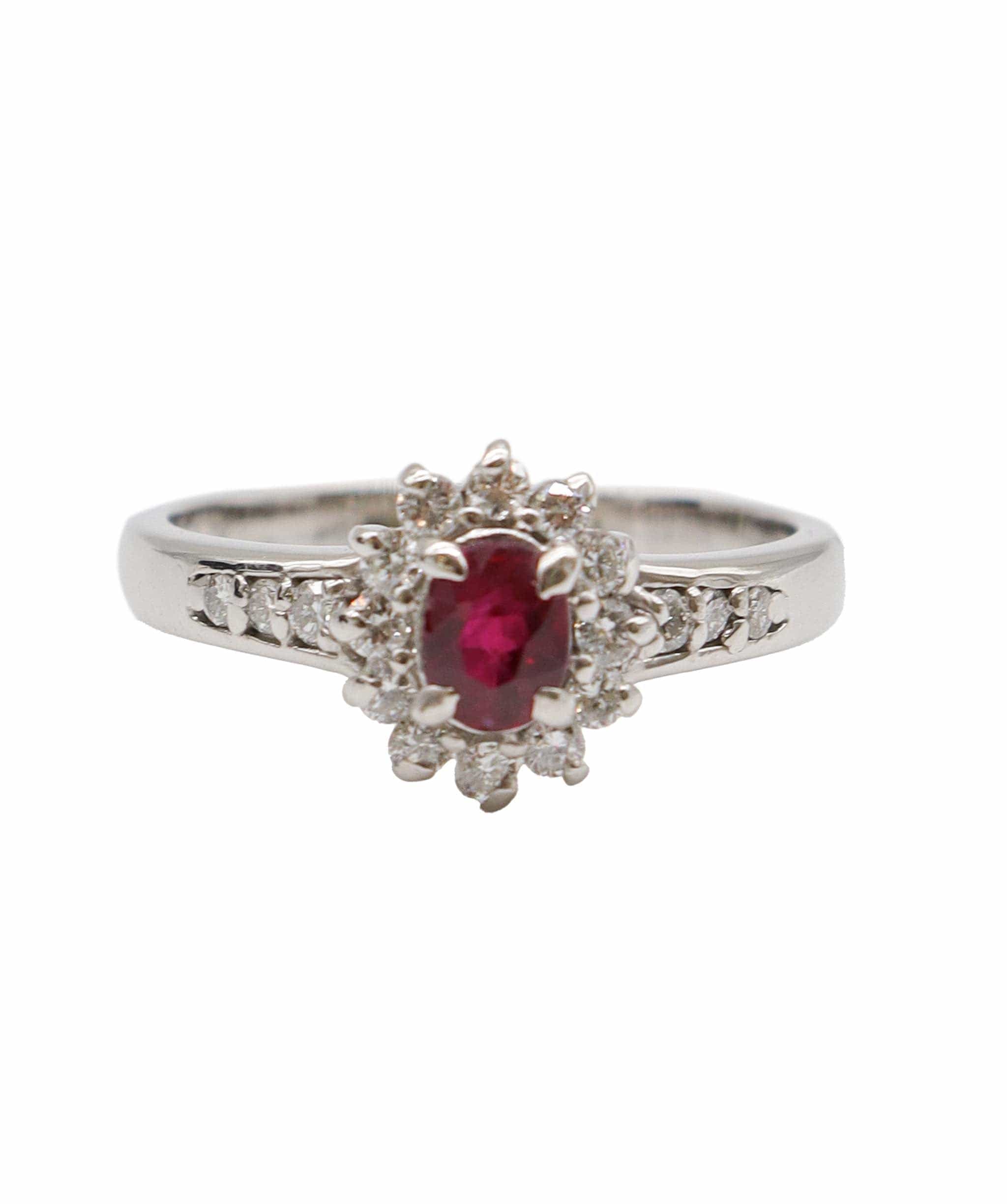 Luxury Promise Ruby 0.355ct Diamond 0.27ct Platinum Ring - DXBS1019