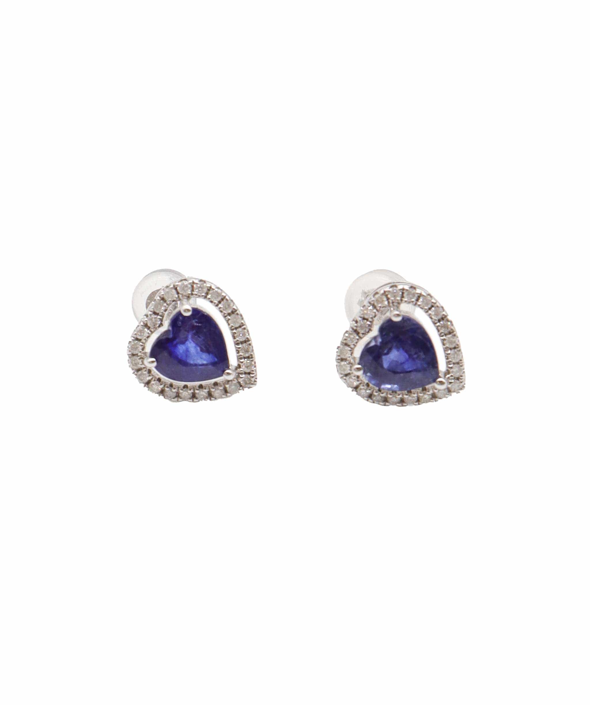 Luxury Promise Sapphire halo heart earrings 2ct WG DXBS0916