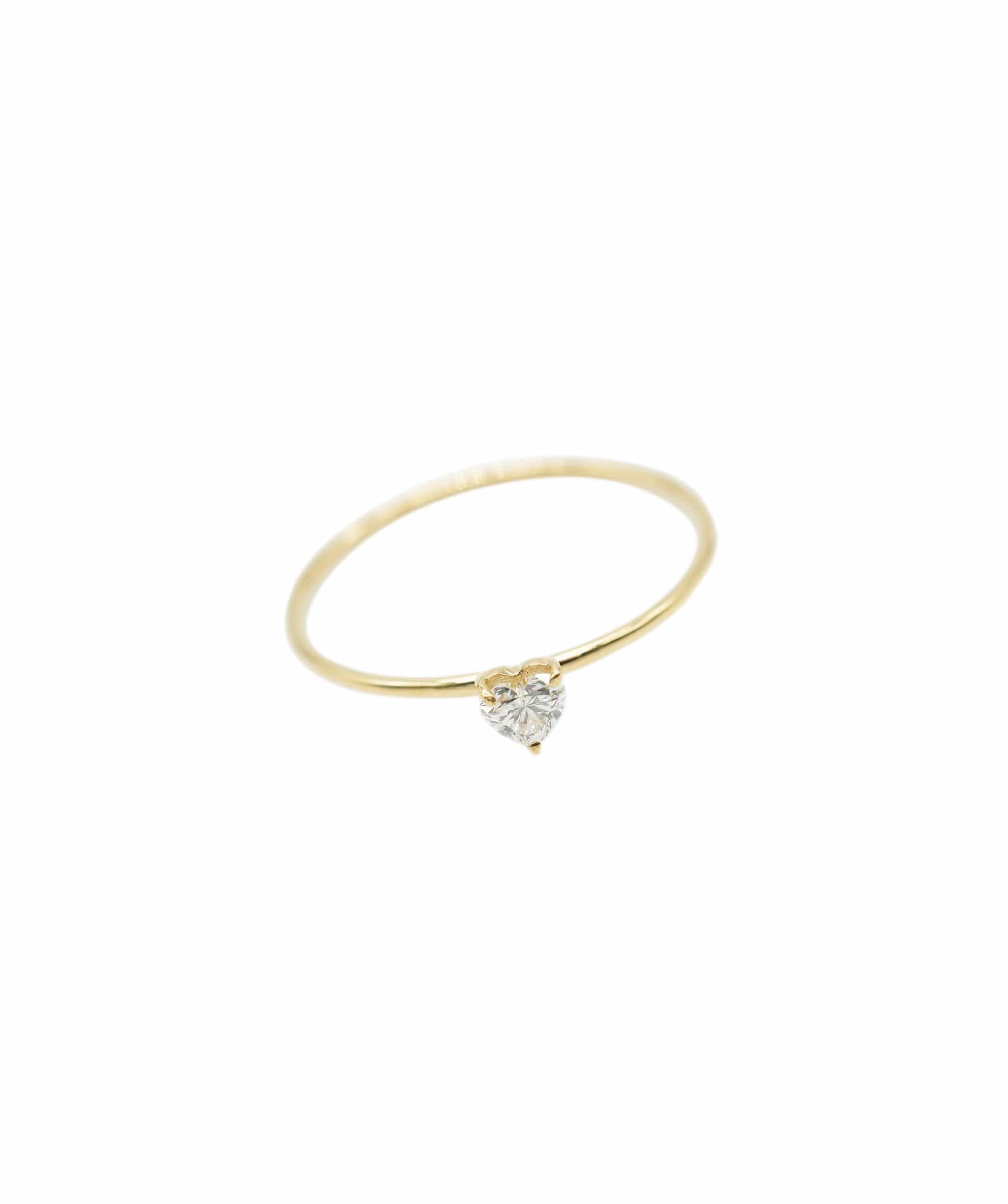 Luxury Promise Stackable Diamond Dot Ring (Heart) size 61 18k Yellow Gold ASL10145-61