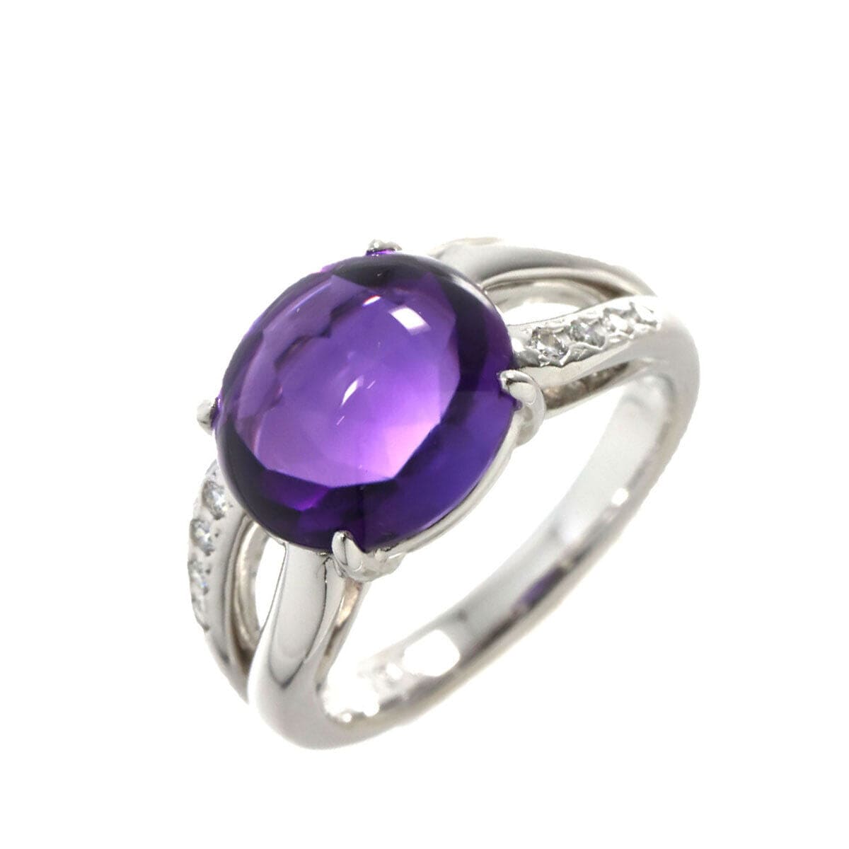 Luxury Promise Tasaki Amethyst 4.95ct Diamond 0.07ct Ring 18K WG 750 5.75-6(US) 90220964