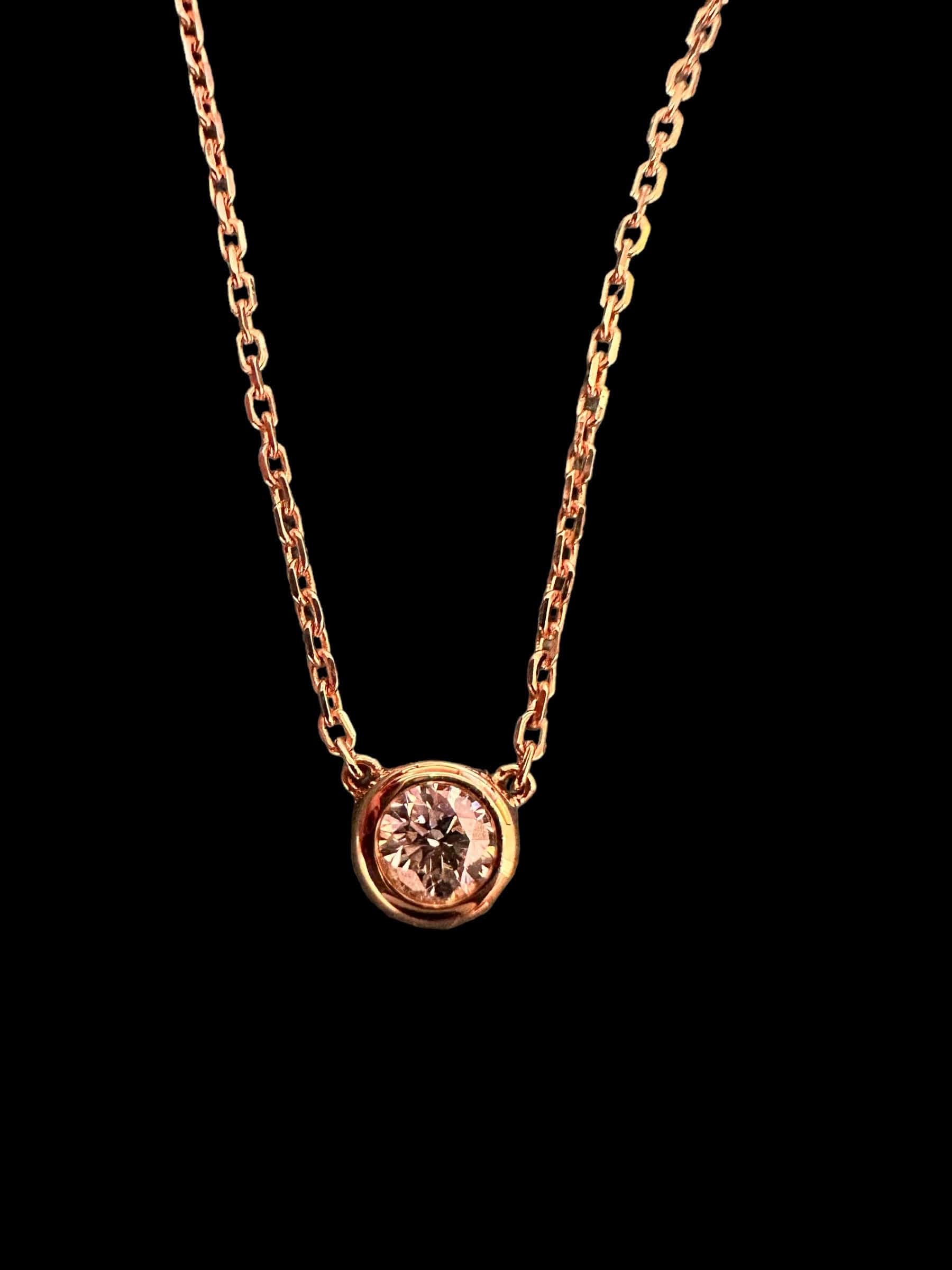 Luxury Promise Diamond solitaire in 18K Rose Gold necklace