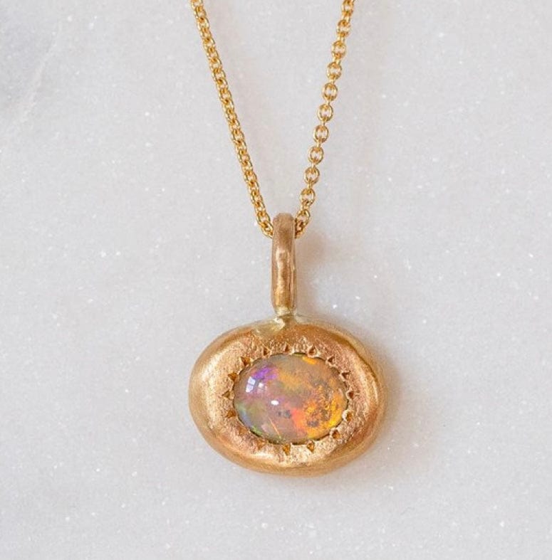 Luxury Promise One Off White Opal Necklace set in 18K Yellow Gold