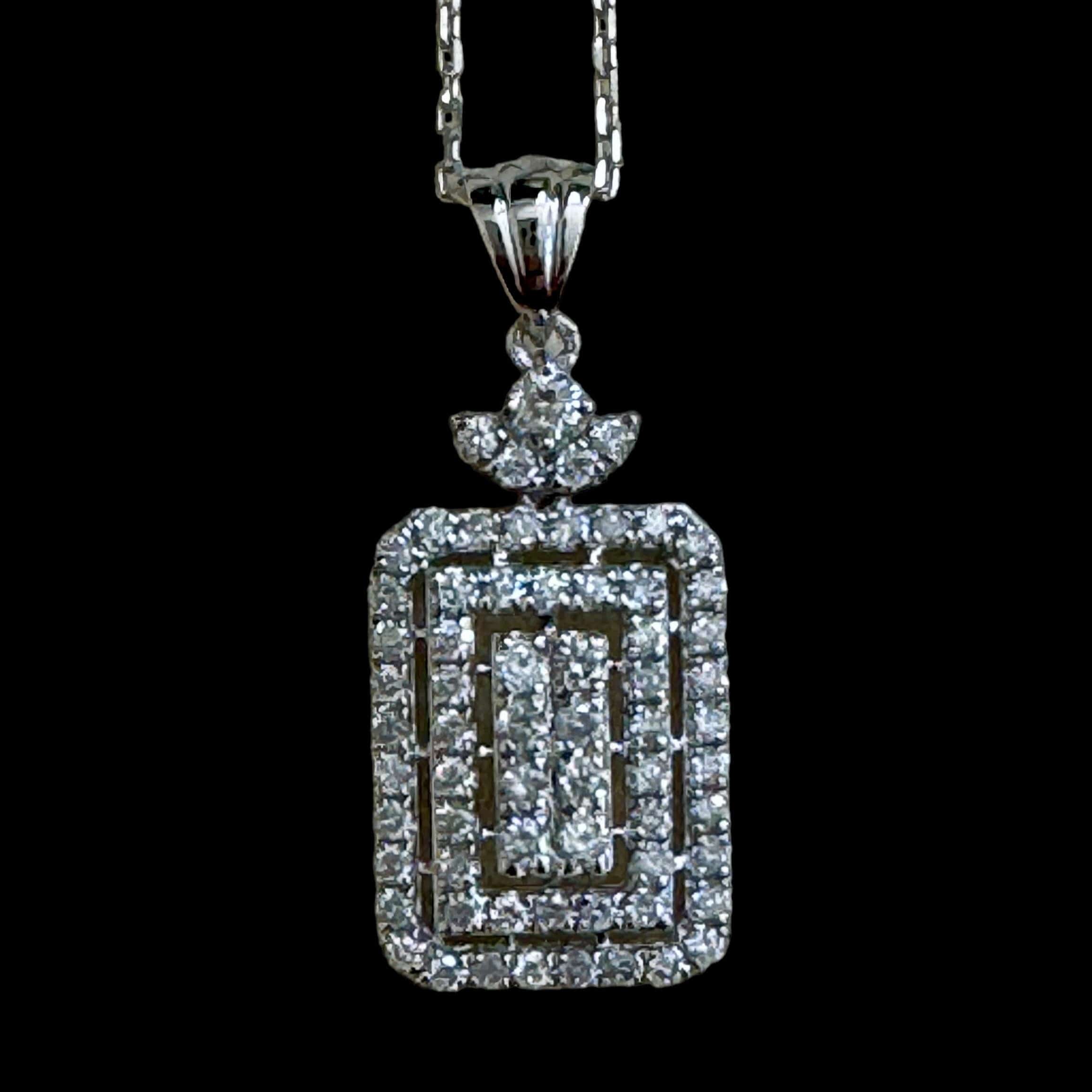 Luxury Promise Rectangular Shape All Diamond Necklace