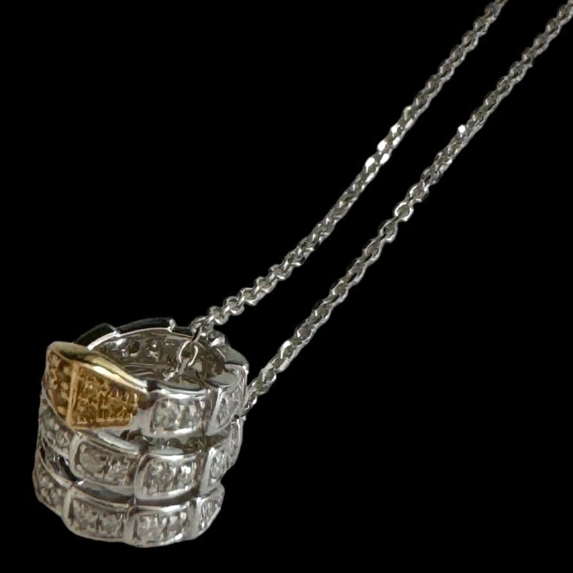 Luxury Promise Serpent Yellow & White Diamond Pendant Necklace