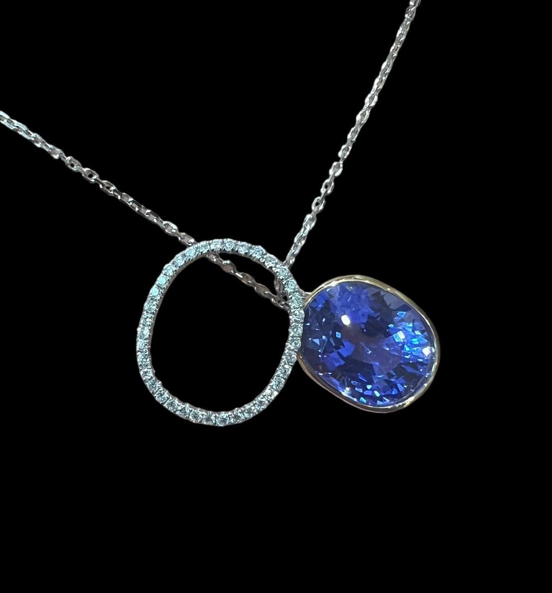 Luxury Promise Two Way Natural Tanzanite & Diamond Pendant