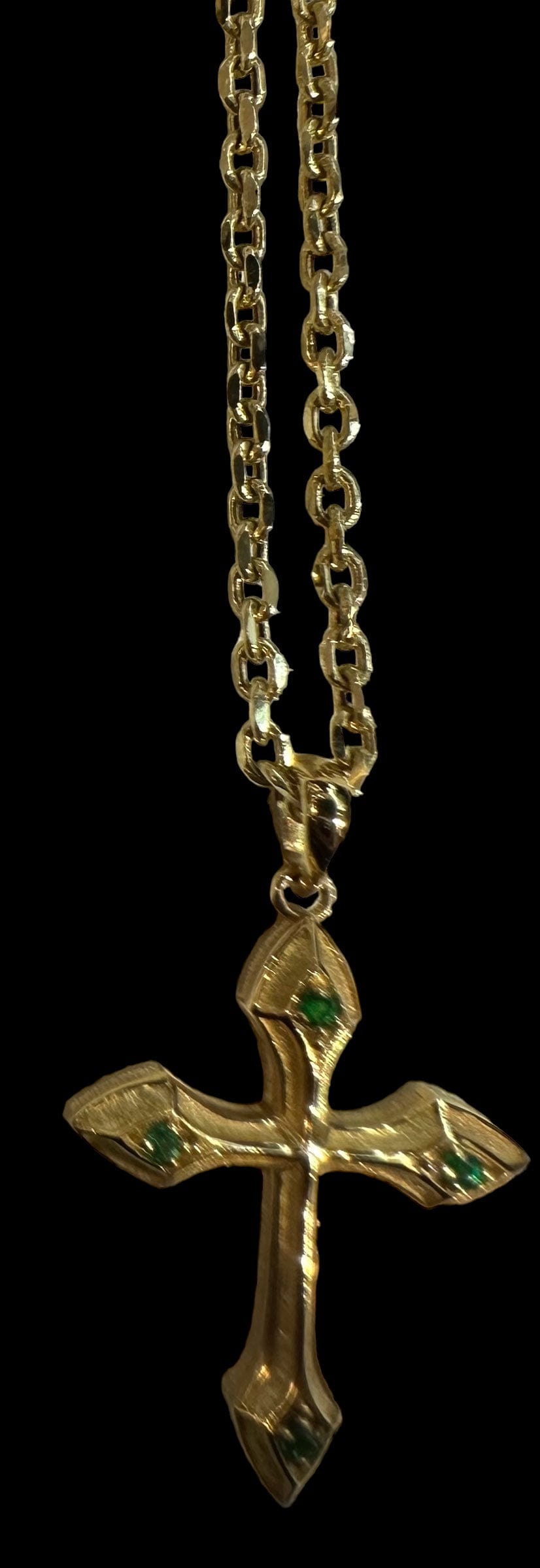 Luxury Promise Yellow Gold Cross with Emeralds