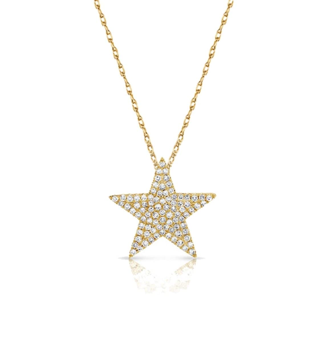 14k Gold & Diamond Star Necklace Yellow Gold 0.31ctw