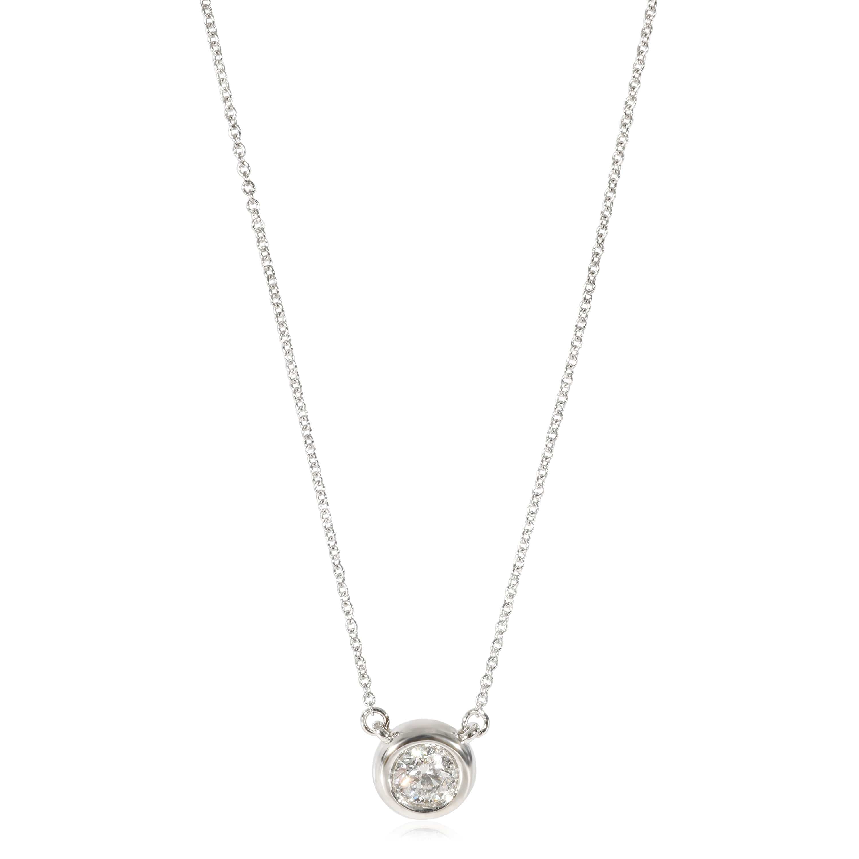 Luxury Promise Diamond Bezel Set Necklace in 14K White Gold (0.52 CTW)