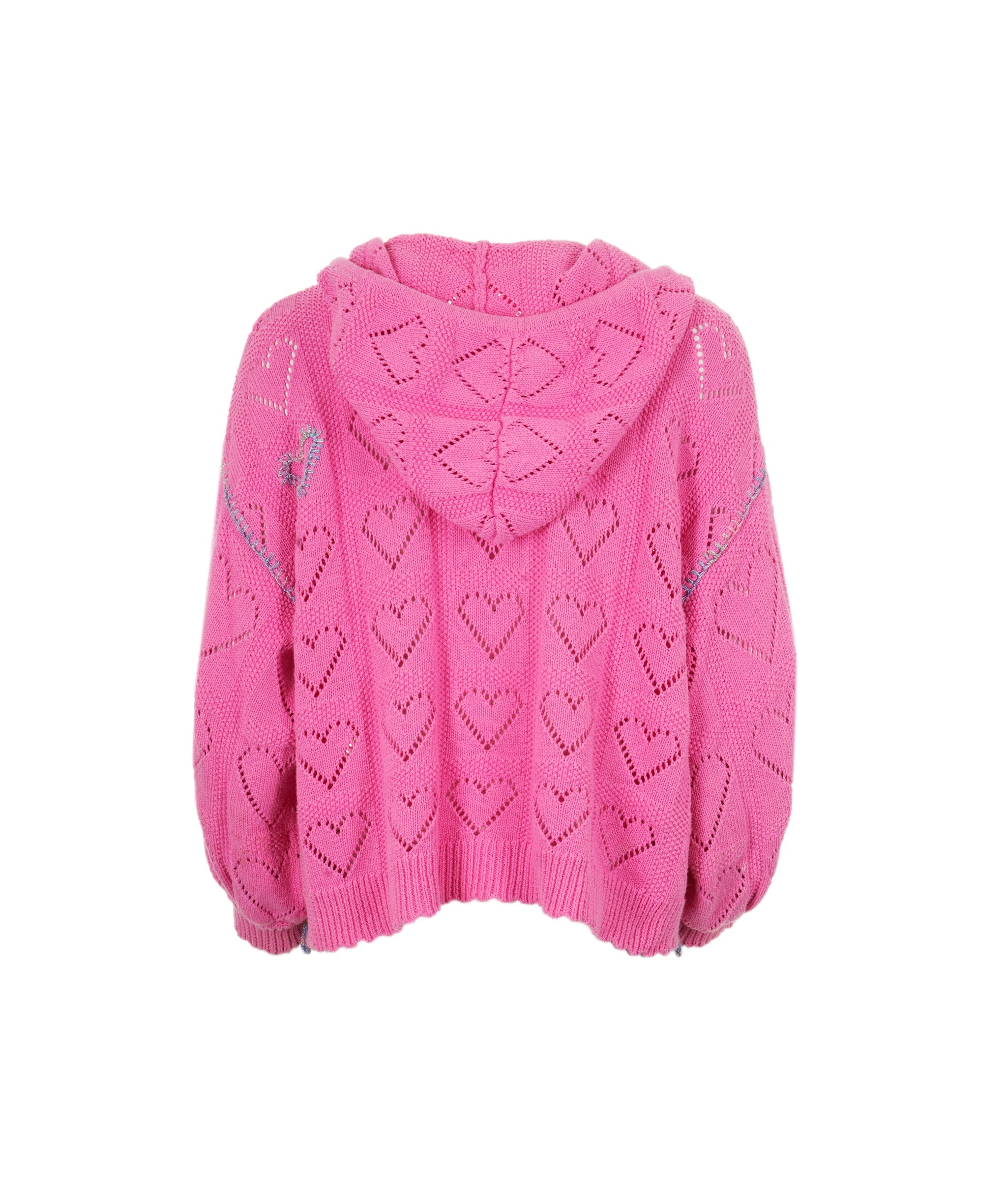 Luxury Promise Pink heart pattern cardigan AVL1092