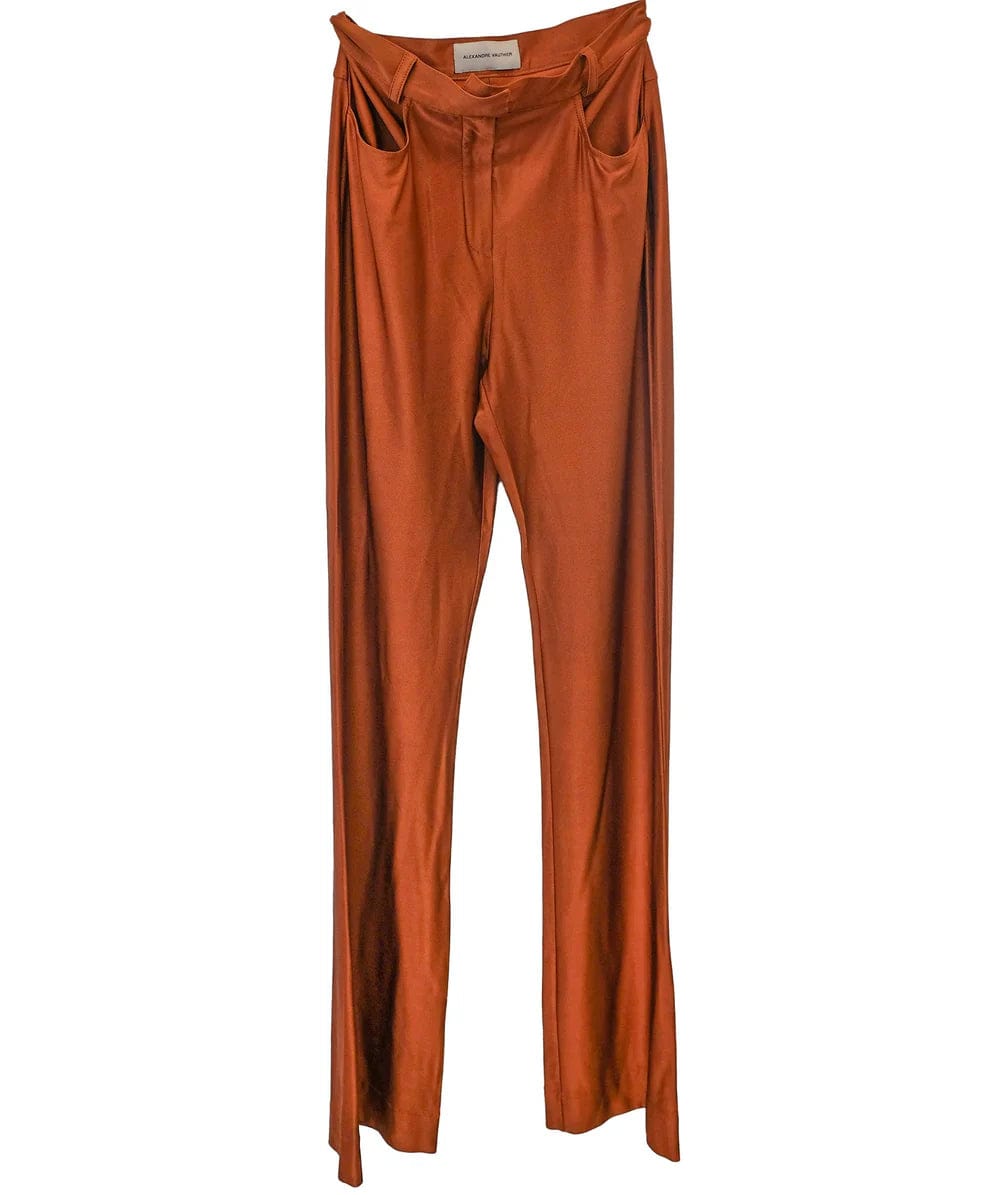 Luxury Promise Alexandre Vauthier Stretch Knit Brown Pants XS RJC4454