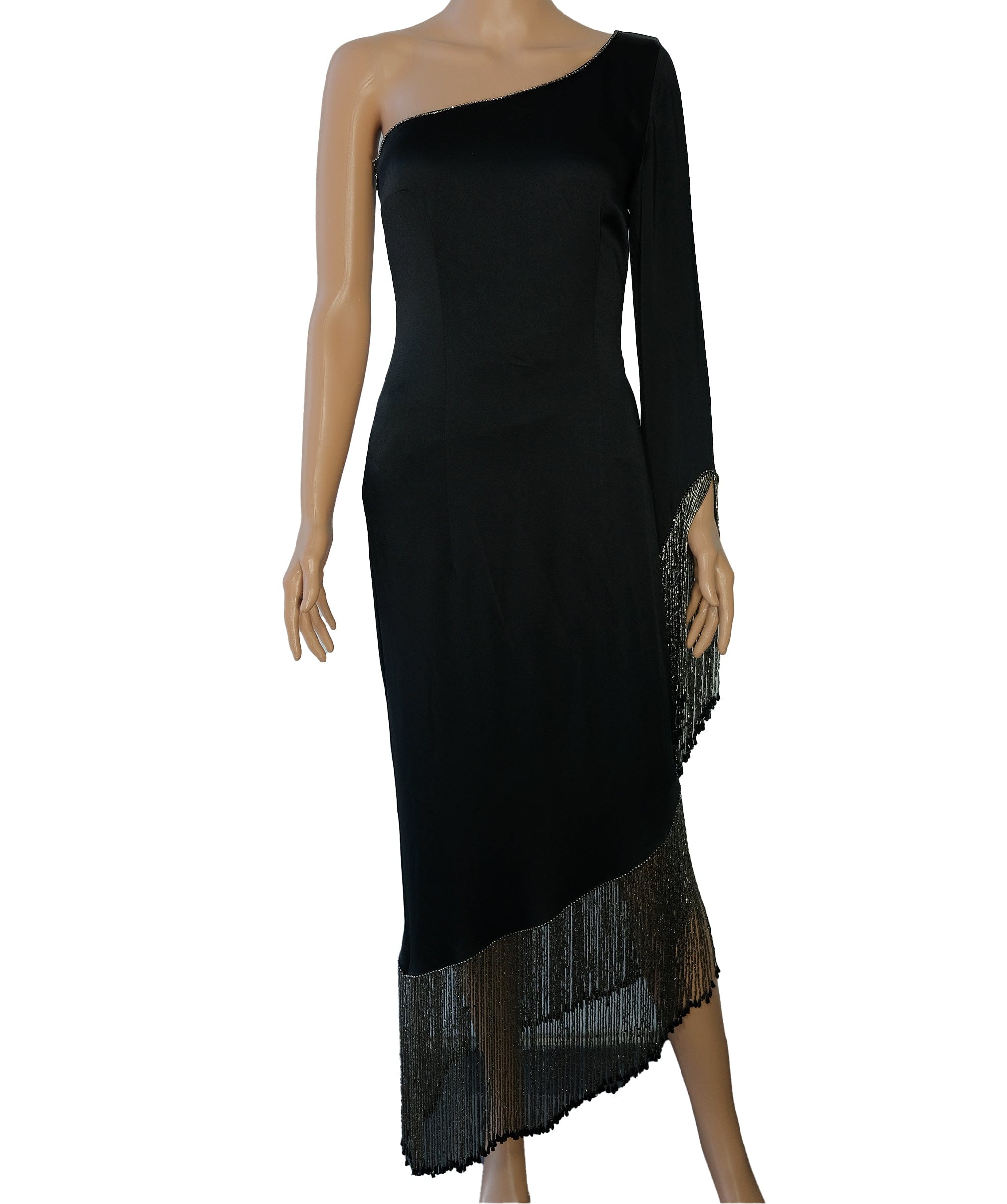 Luxury Promise Ashaalia Beaded Fringe Dress Black RJC3438