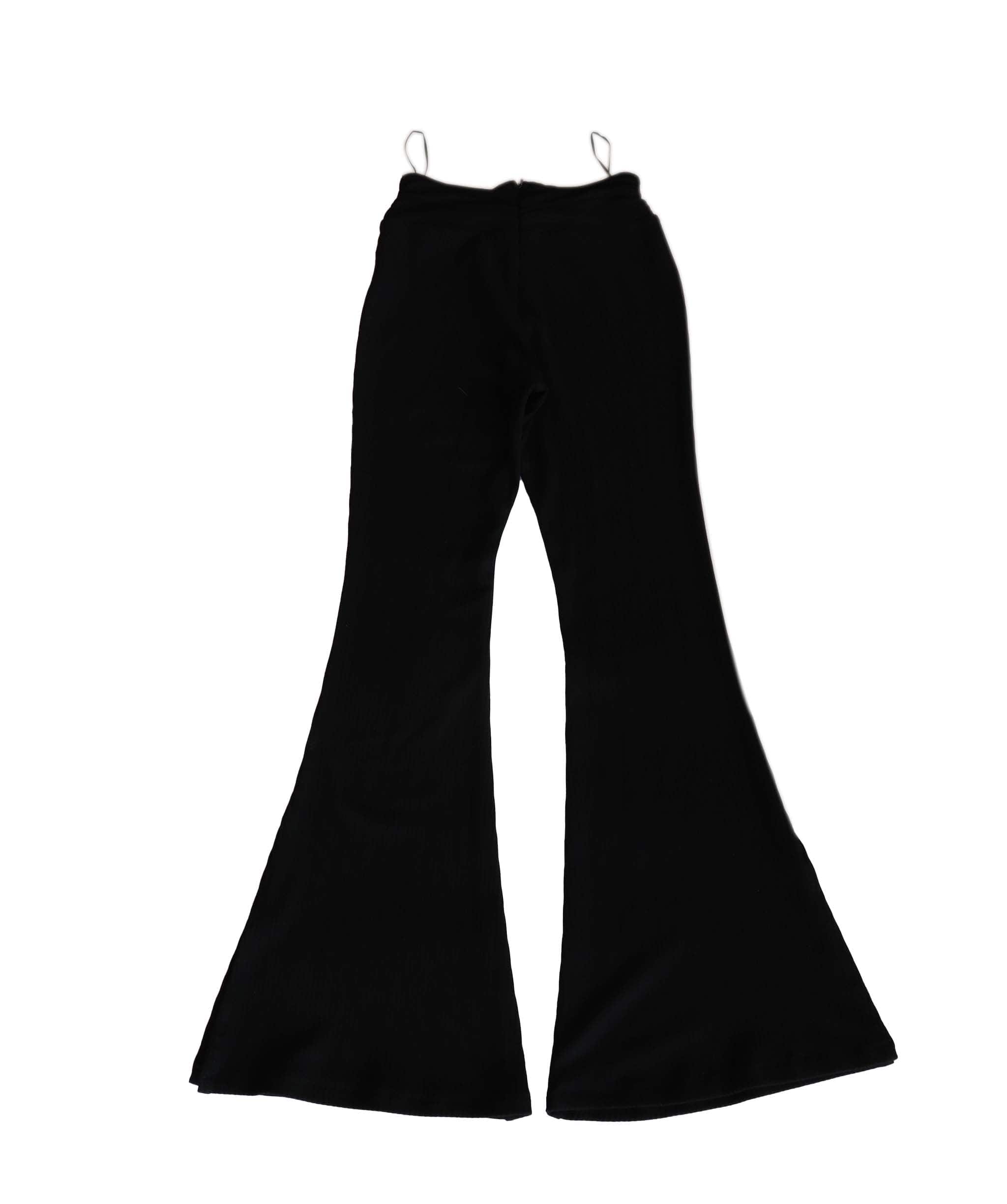 Luxury Promise Chic le frique Black Rib Knit High Waist Wide Leg Pants S RJC3870