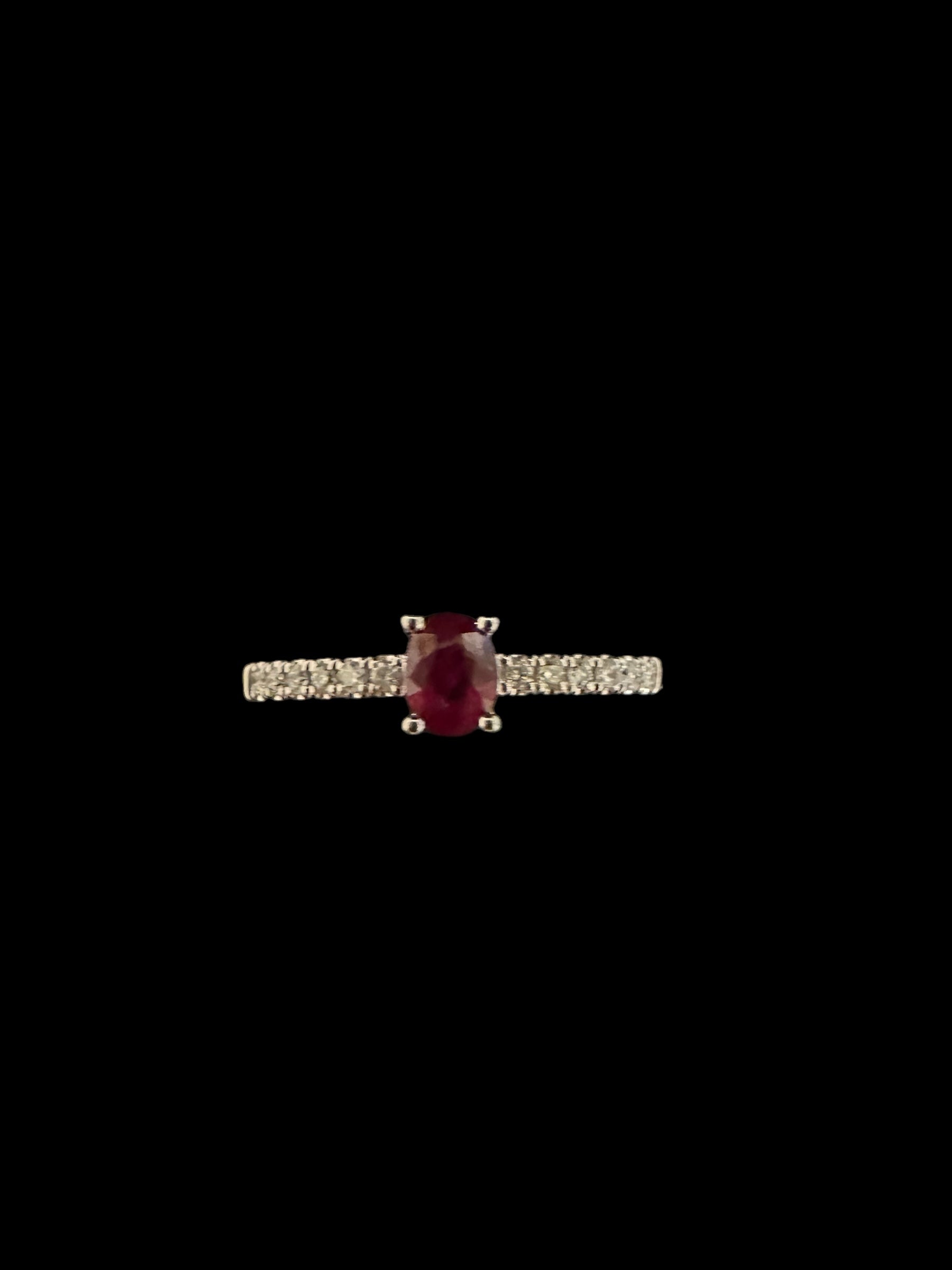 Luxury Promise Centre Ruby & Diamond Ring set in 18 White Gold