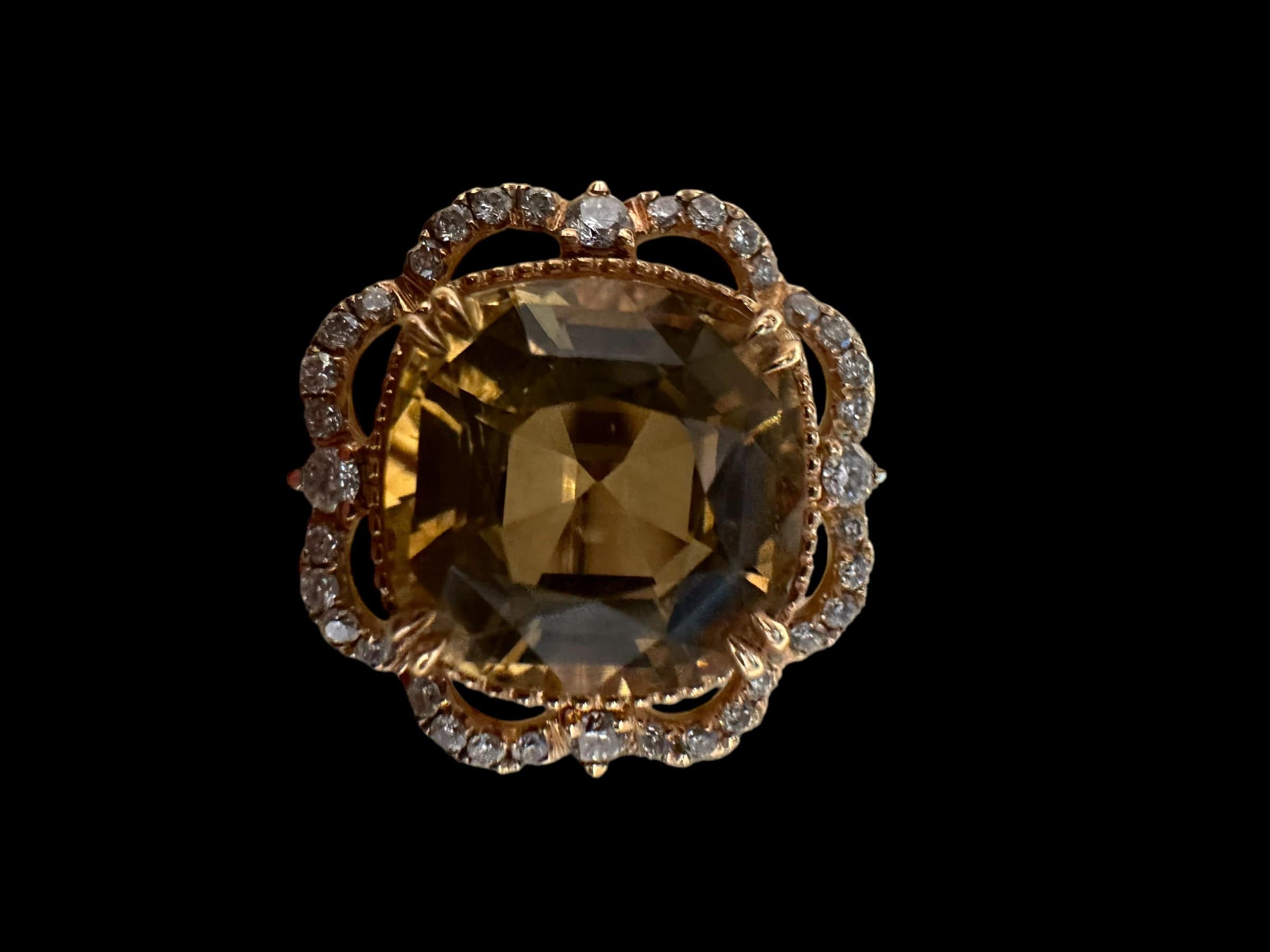 Luxury Promise Cushion Cut Tourmaline & Diamond Ring