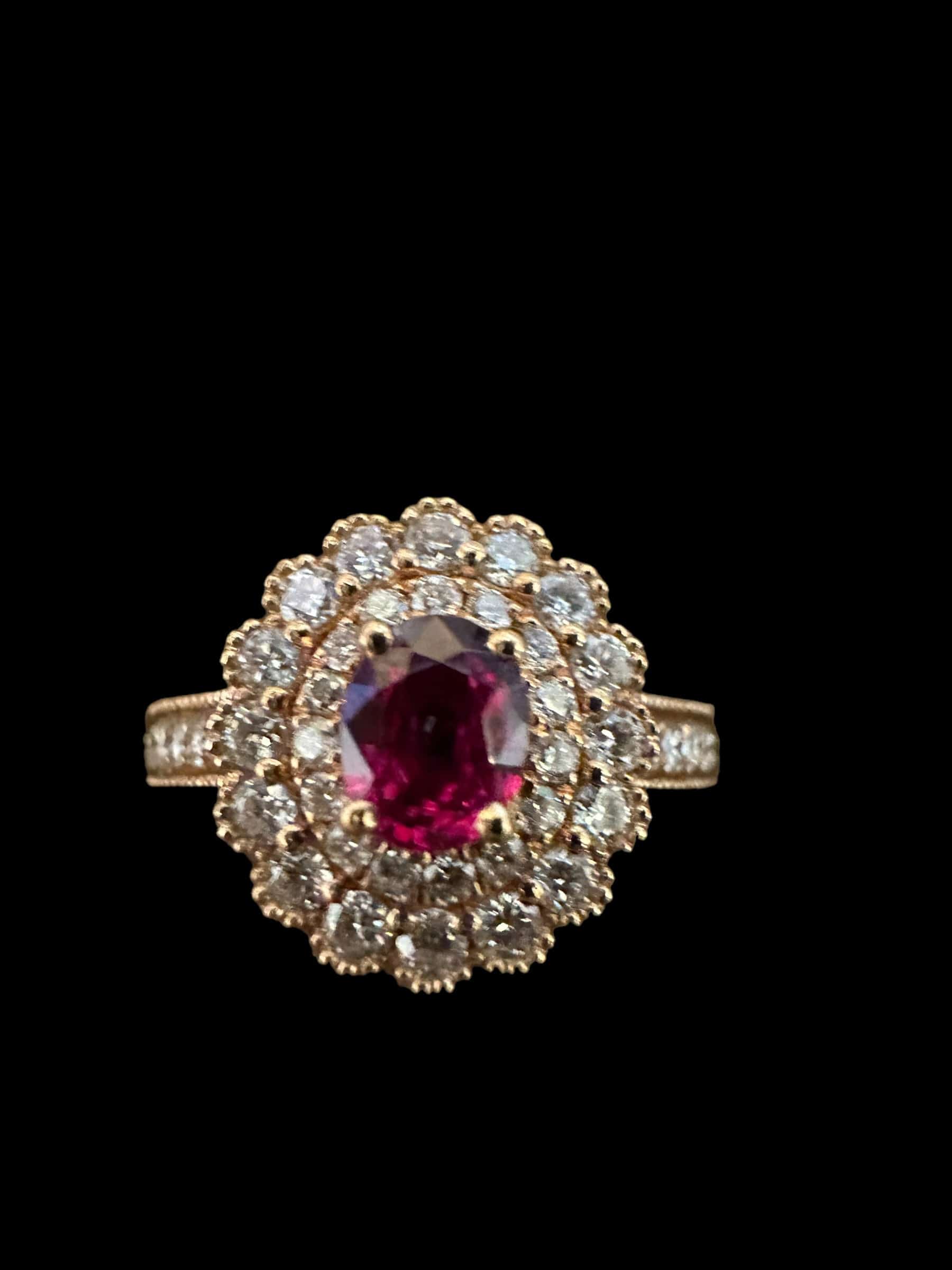 Luxury Promise Diamond & Ruby Ring in 18K Rose Gold