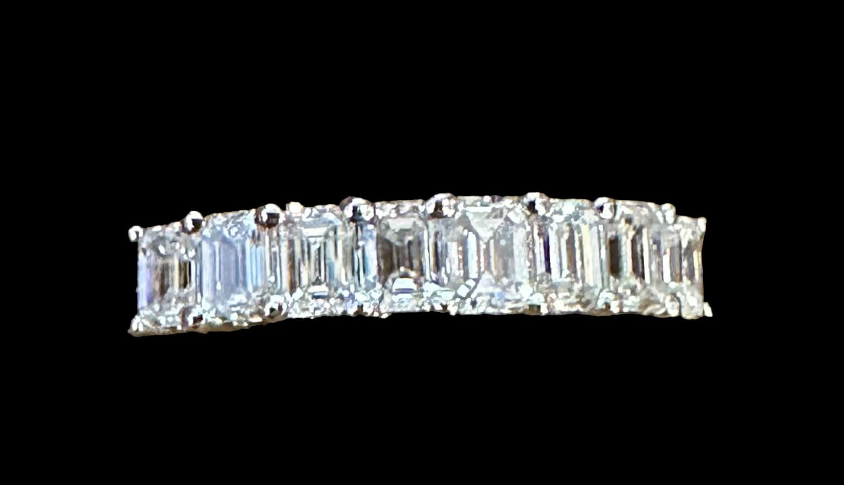 Luxury Promise Emerald Cut Eternity Ring Size US8/UKQ