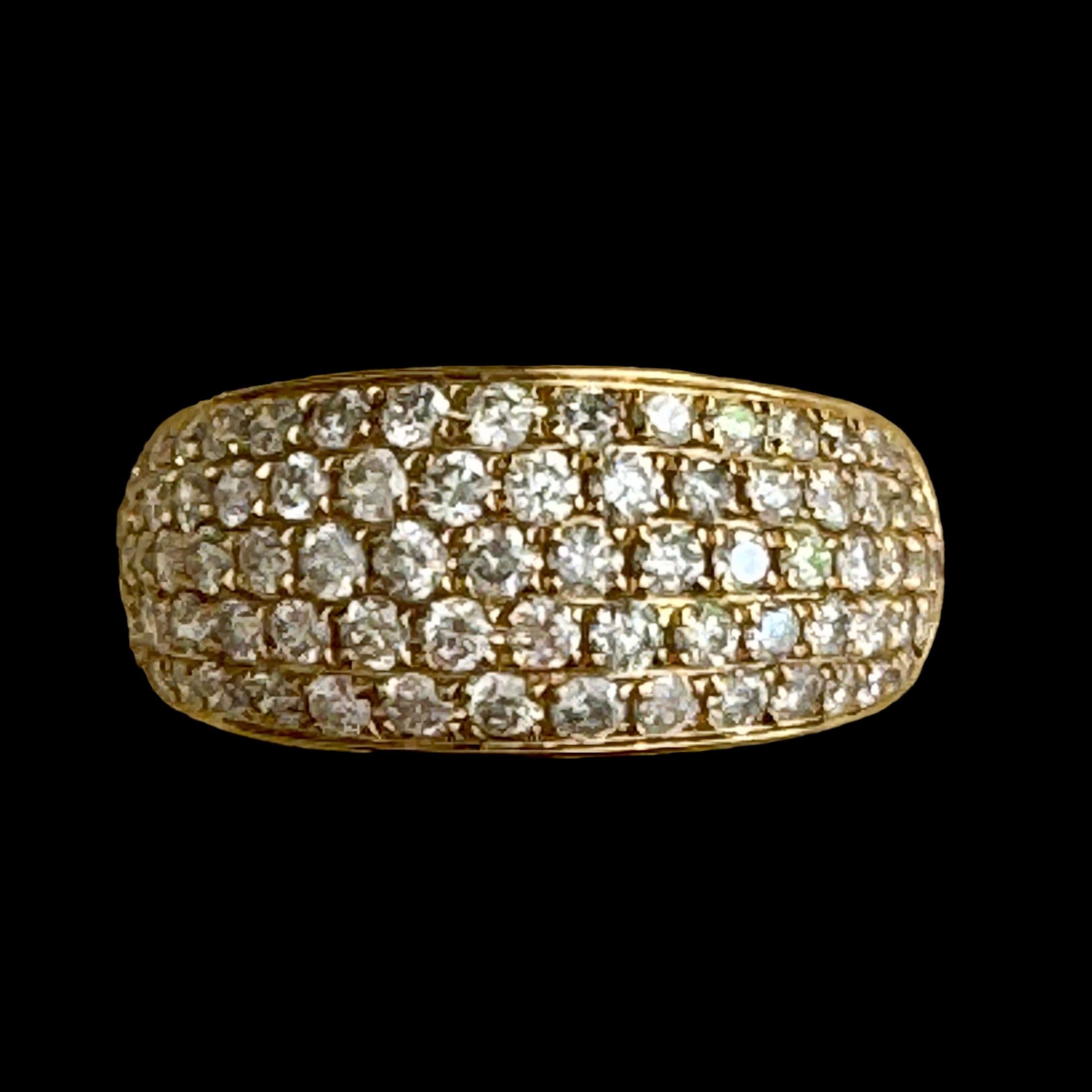 Luxury Promise Natural White Diamond Pave Ring set in 18K Yellow Gold