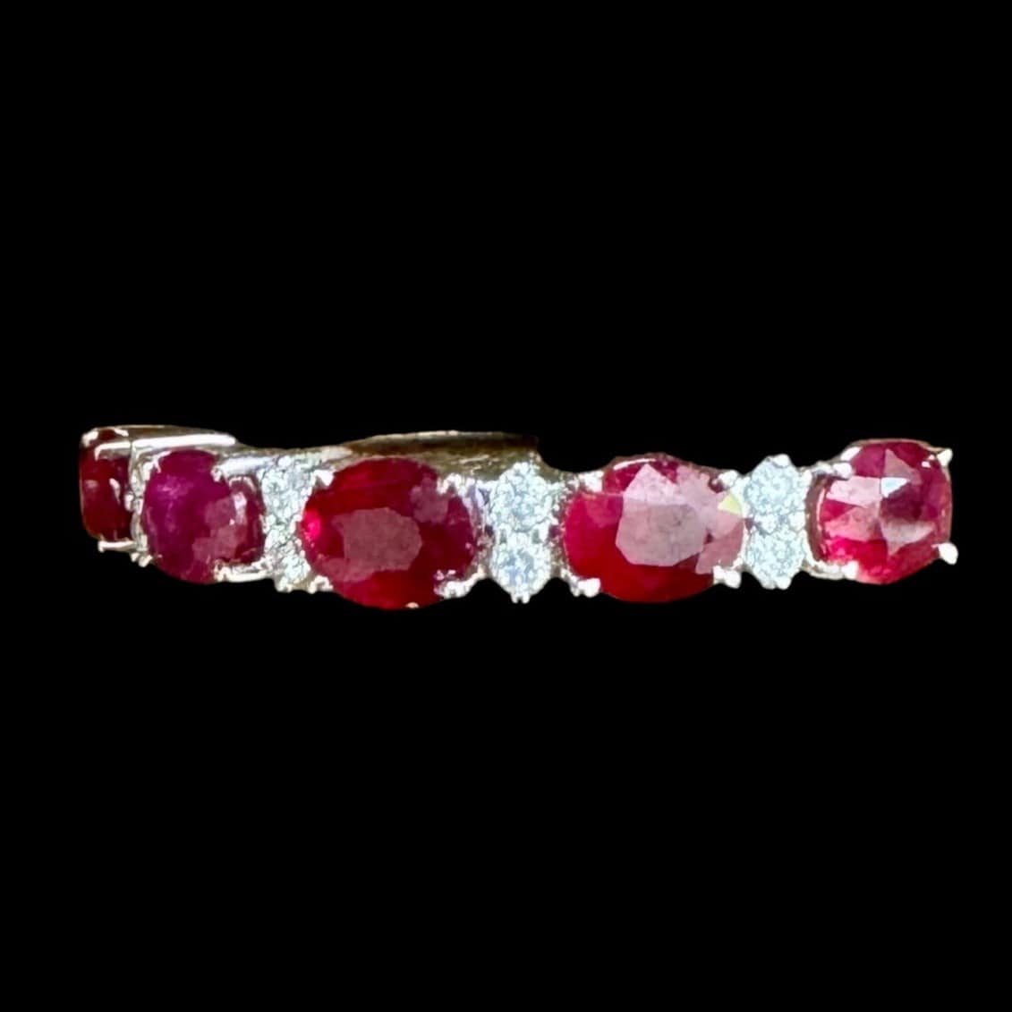 Luxury Promise Oval Ruby & Diamond Ring Set in 18K White Gold