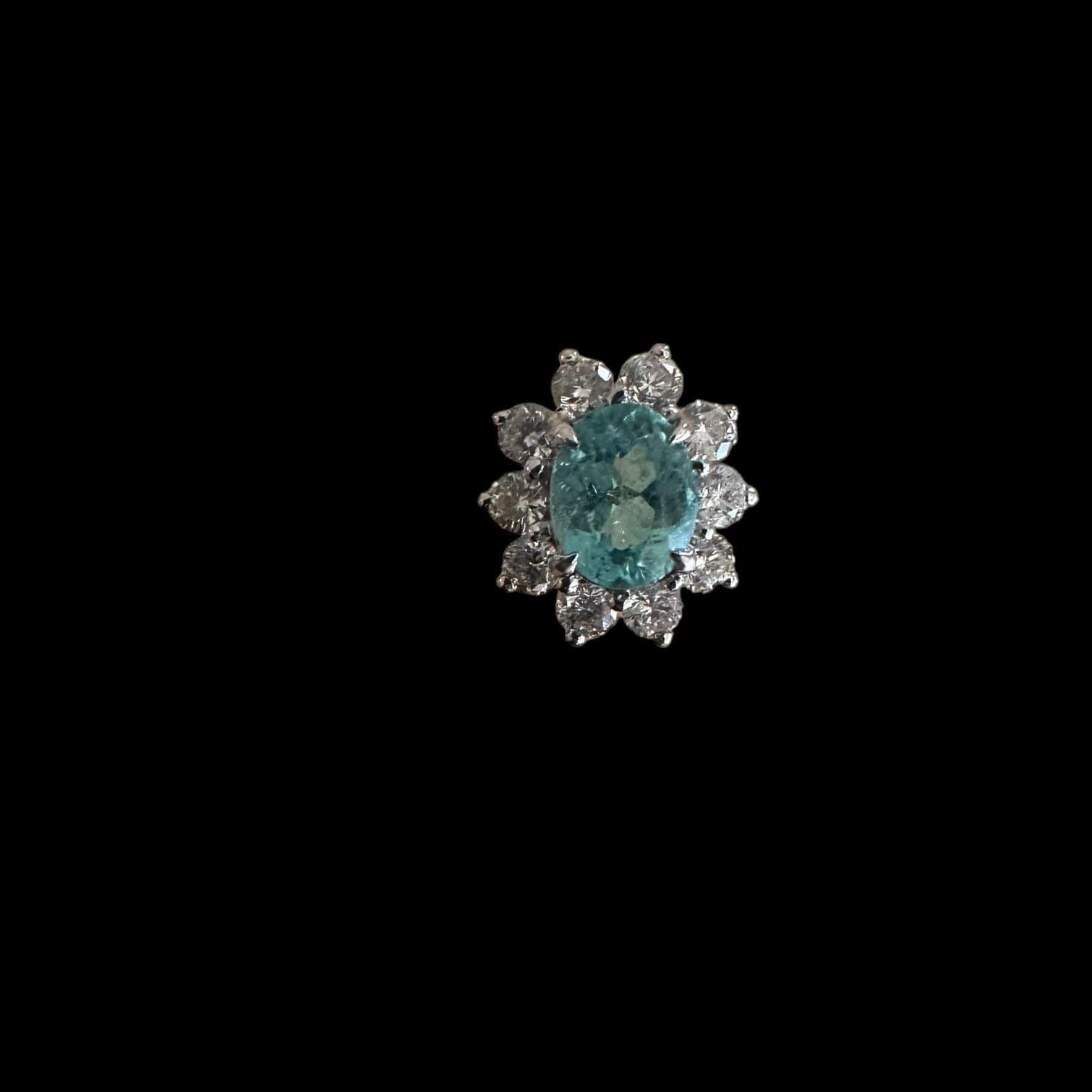 Luxury Promise Paraiba Tourmaline & Diamond Ring set in 18K White Gold