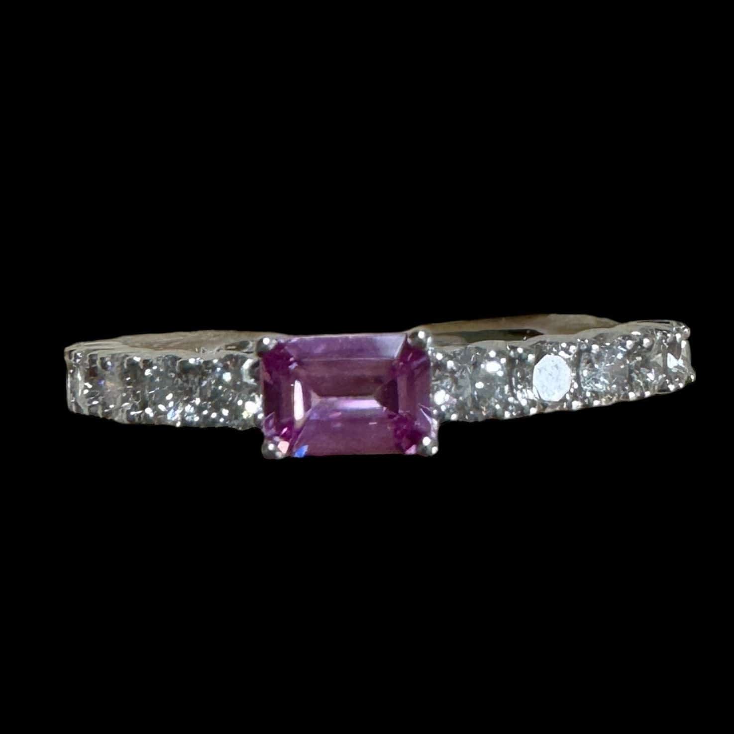 Luxury Promise Pink Sapphire &  Diamond Ring set in 18K White Gold