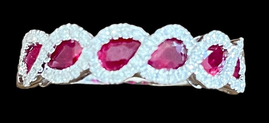 Luxury Promise Ruby & Diamond Twist Ring set in 18K White Gold