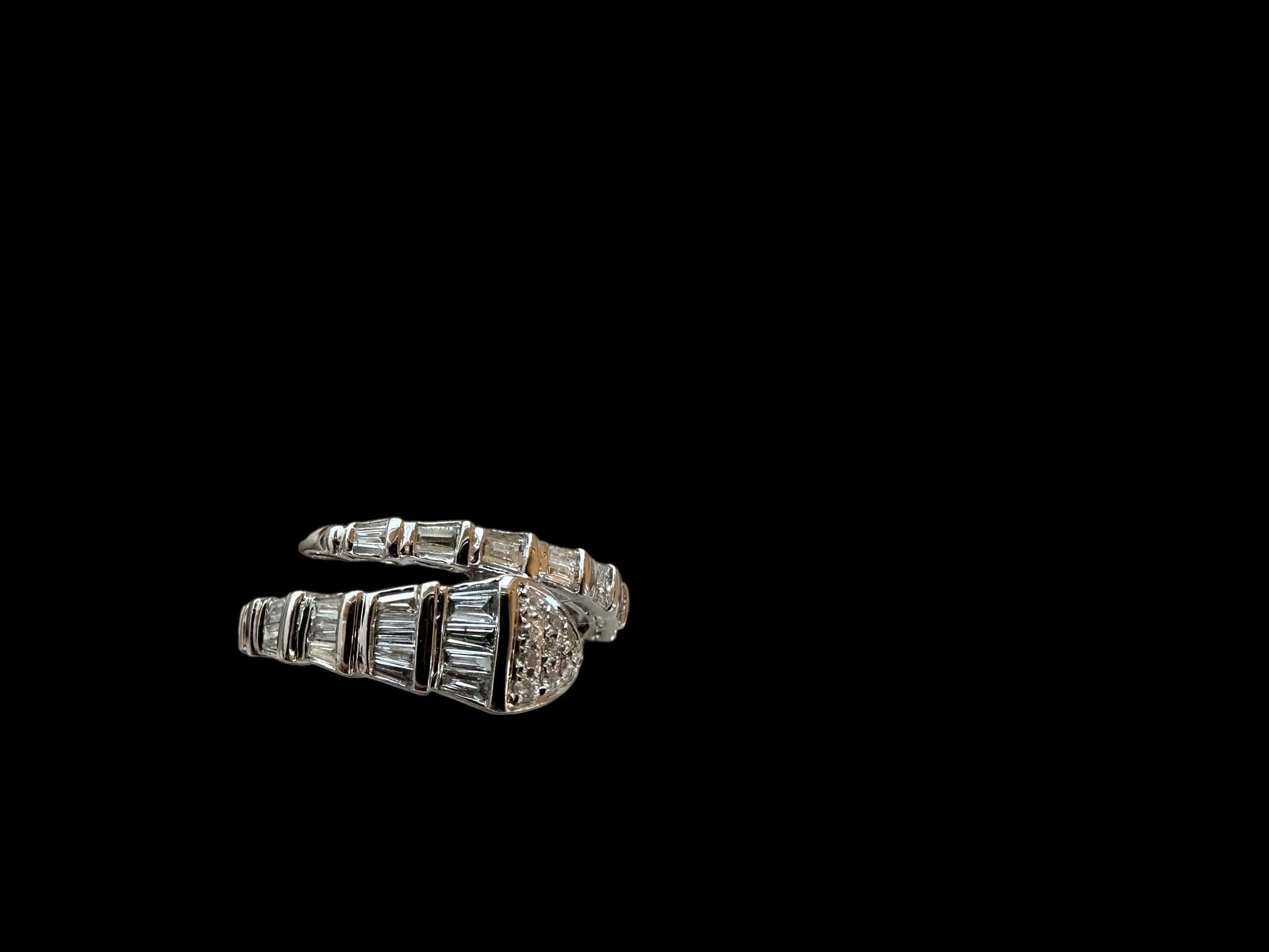 Luxury Promise Serpent Natural Diamond Ring set in 18K White Gold