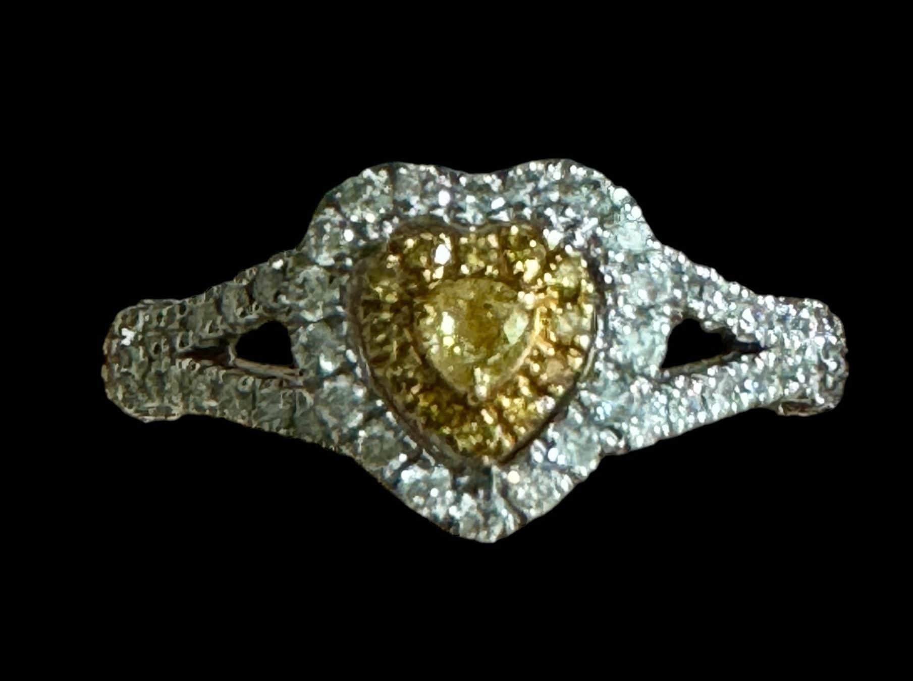 Luxury Promise Yellow Diamond & Natural Diamond Heart Shaped Ring