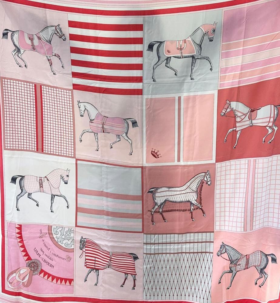 Luxury Promise Hermes Scarf - Patch Pink Horses