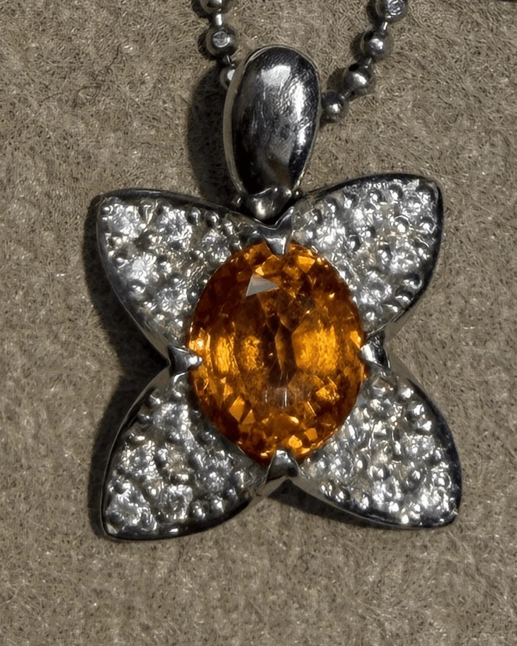 Luxury Promise Spessartine Garnet Necklace in Pt900 / G1.66ct / D0.16ct (42cm) 2737 JJC0589