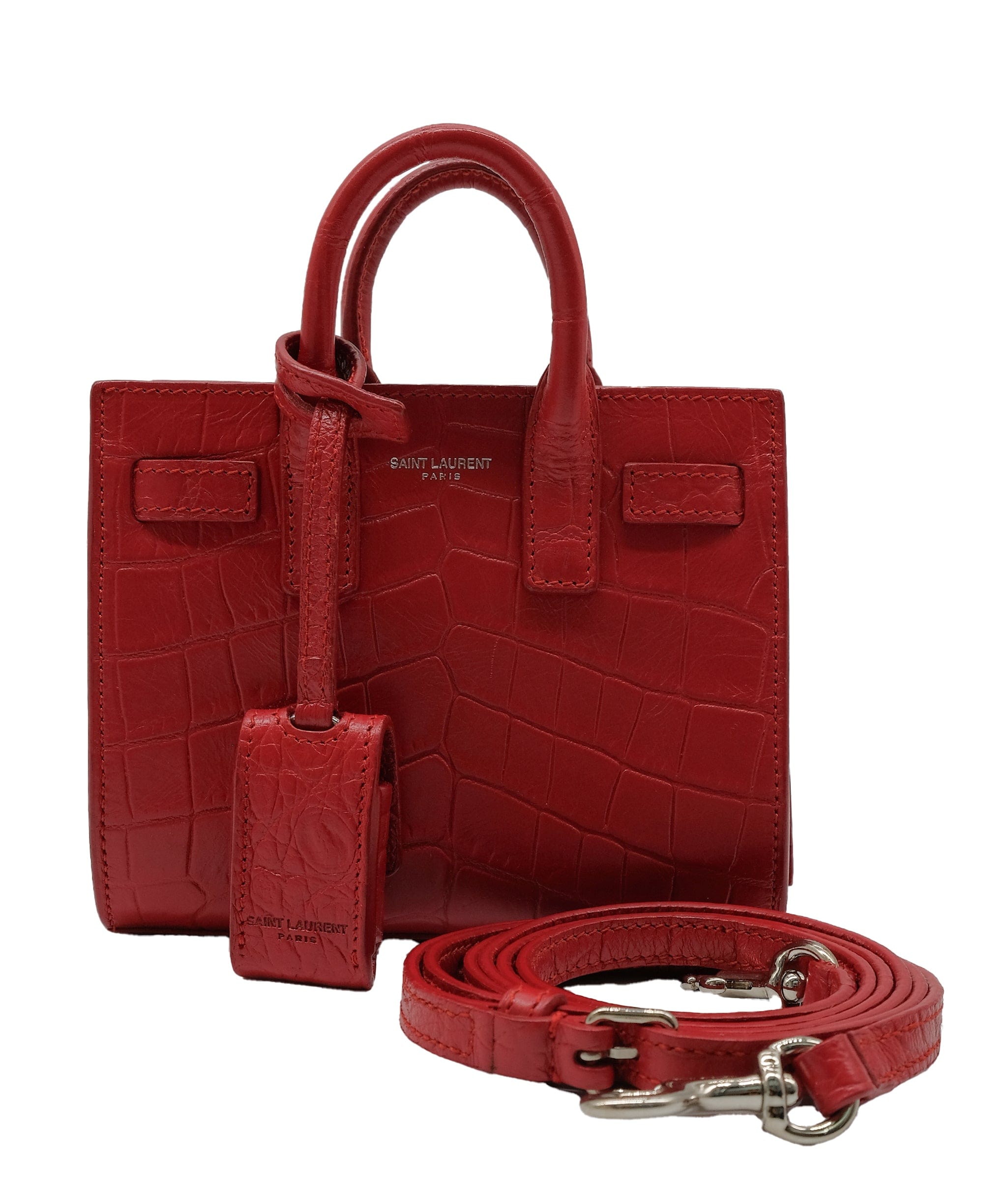 LuxuryPromise Saint Laurent Croc Embossed Red Sling Bag RJC3031