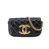 LuxuryPromise CHANEL Mini Matelasse Chain Shoulder Bag Leather Black AP3207 PhoneCase 90201452