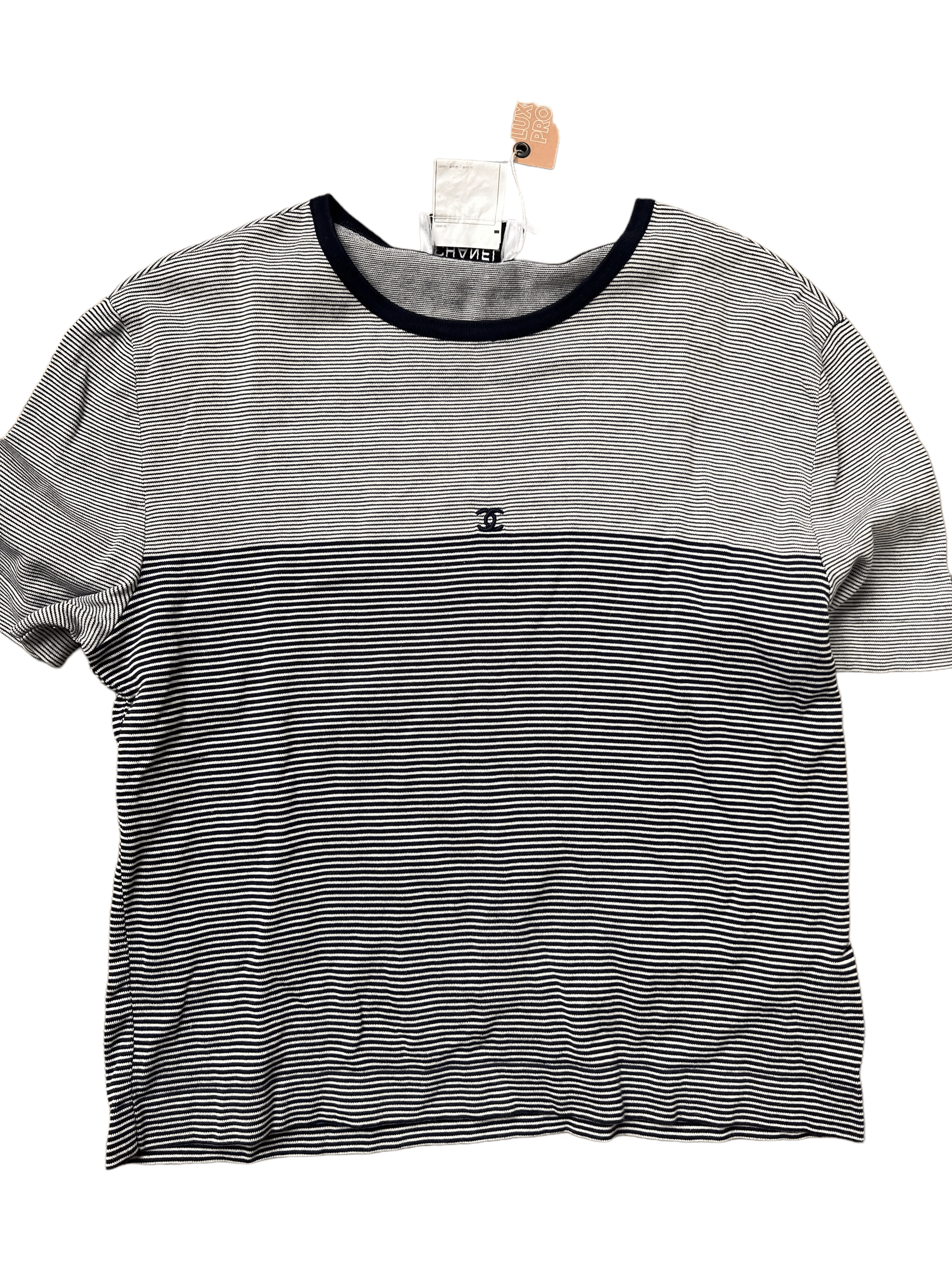 LuxuryPromise Chanel Striped Short Sleeve Tee Sz 46