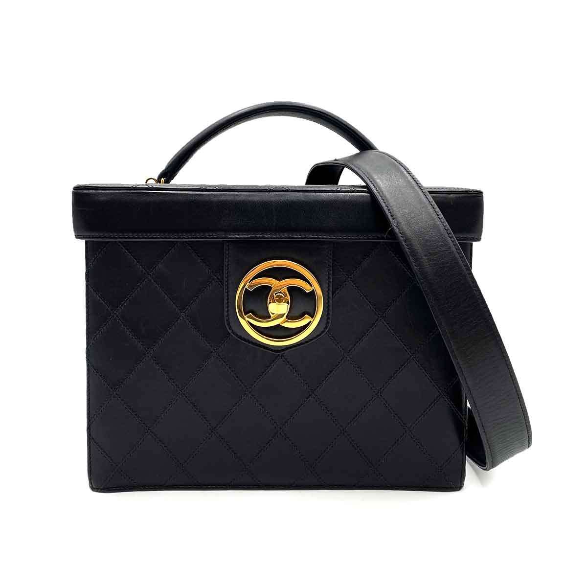 LuxuryPromise CHANEL VINTAGE VANITY 2WAY HAND SHOULDER BAG BLACK CAVIAR SKIN 90233611