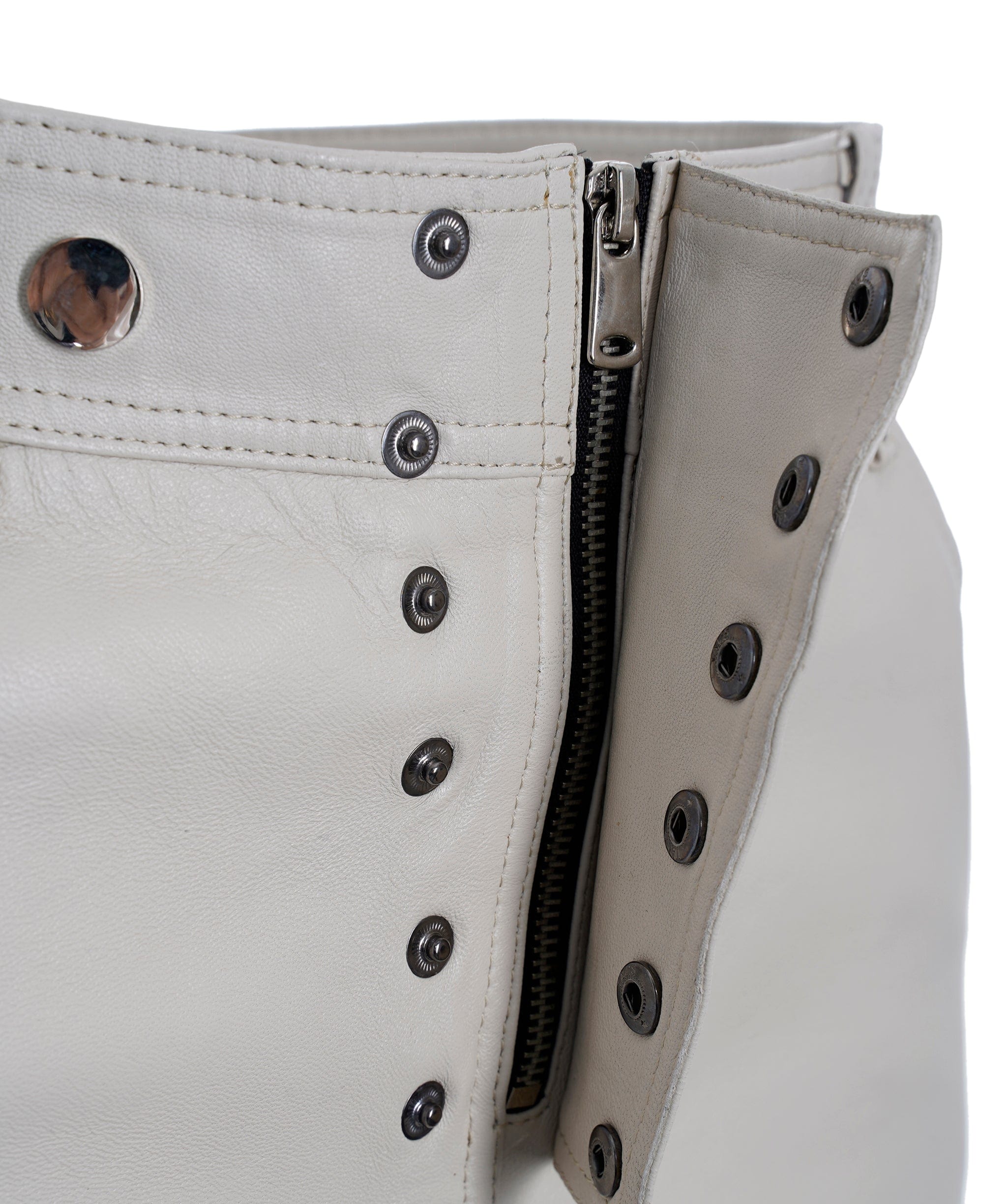 LuxuryPromise cream leather trousers AVC1061