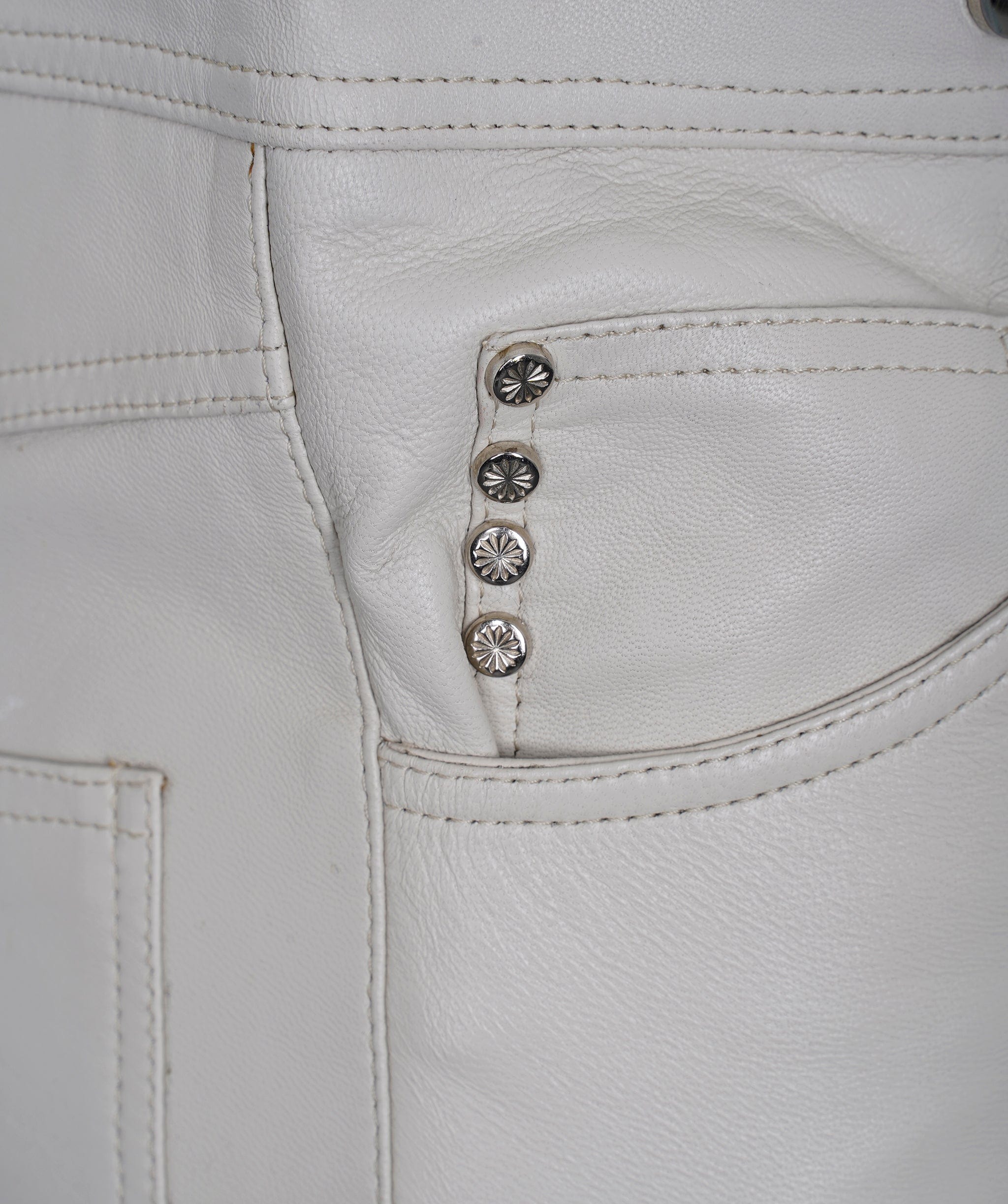 LuxuryPromise cream leather trousers AVC1061