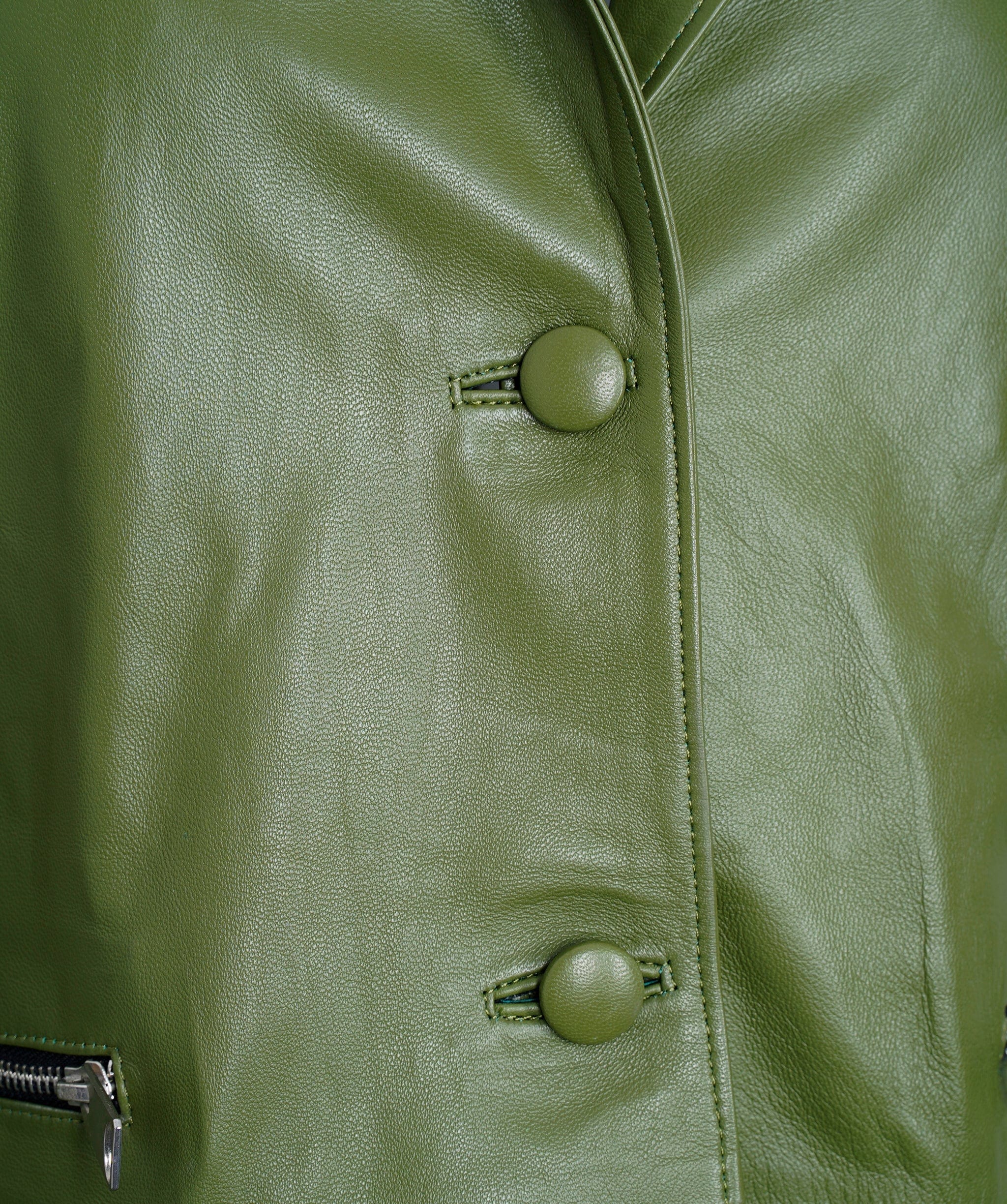 LuxuryPromise green leather blazer AVC1058