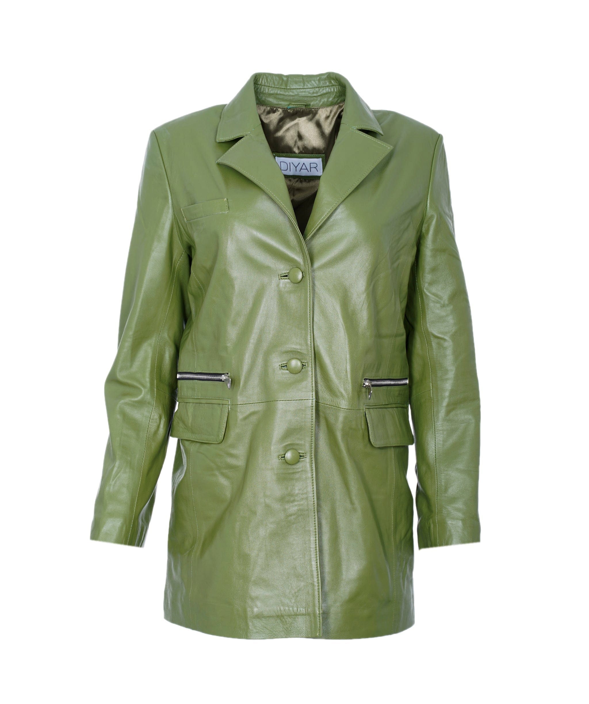 LuxuryPromise green leather blazer AVC1058