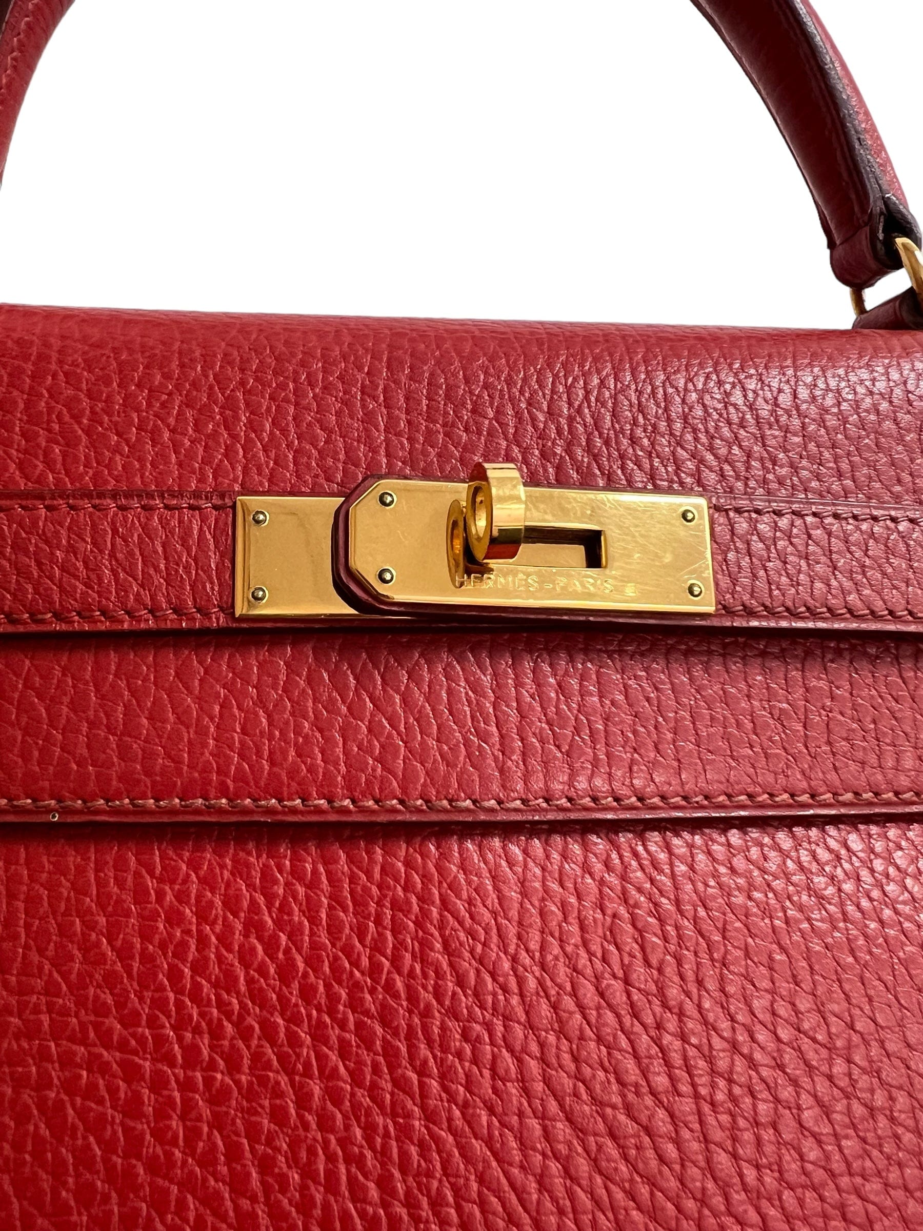 LuxuryPromise Hermes Kelly 32 Retourne Rouge Vif Ardennes GHW #U SYC1177