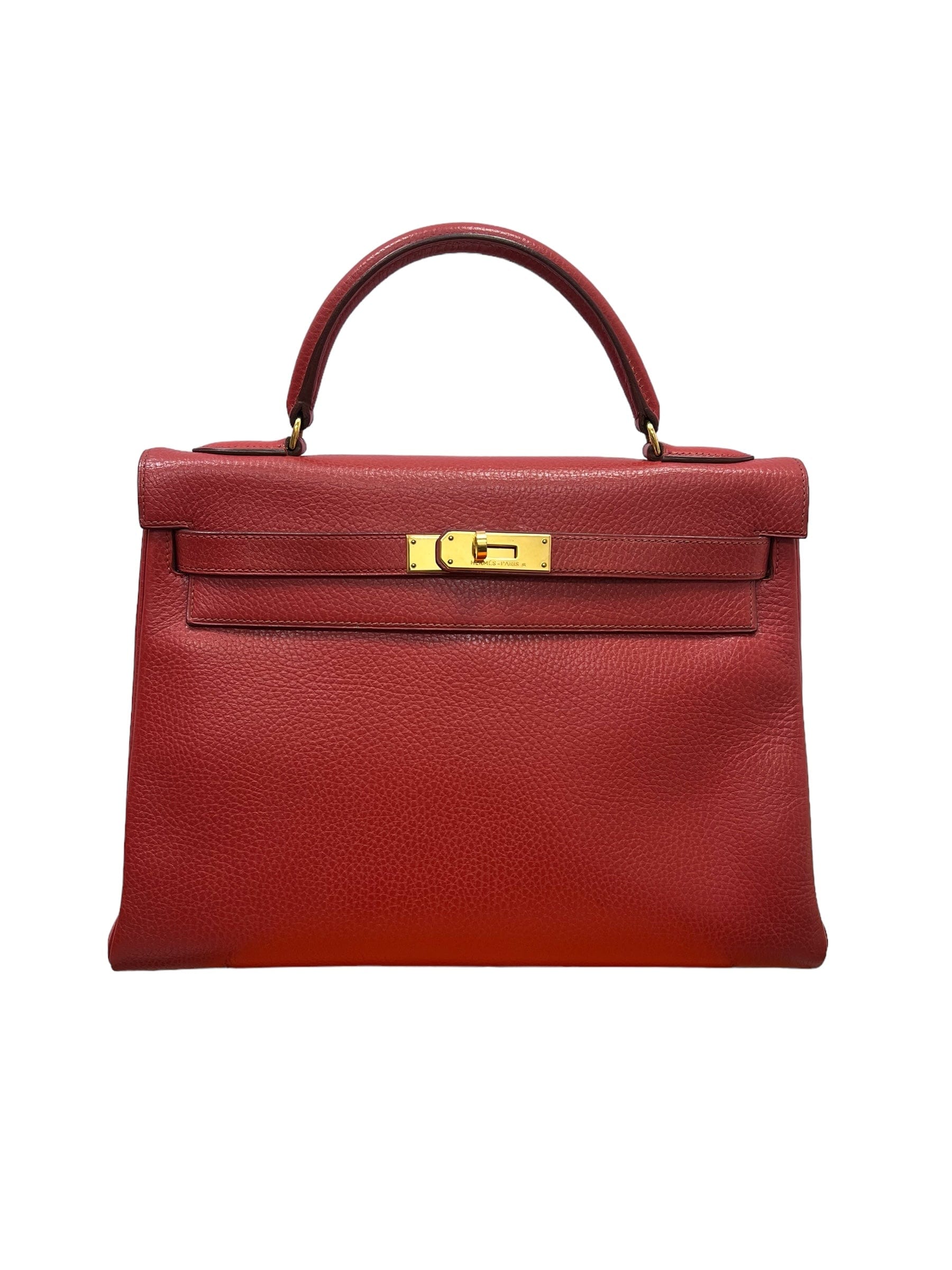 LuxuryPromise Hermes Kelly 32 Retourne Rouge Vif Ardennes GHW #U SYC1177